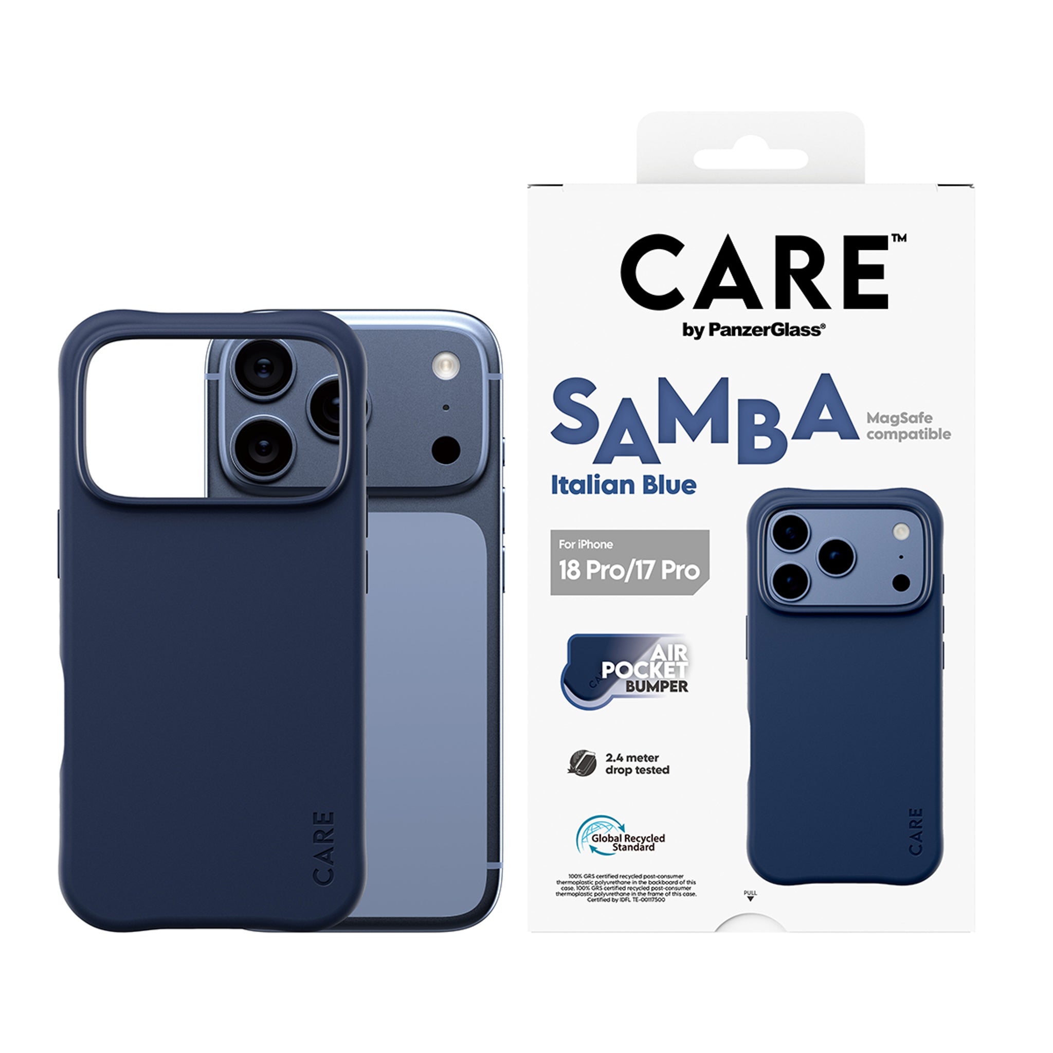 CARE™ by PanzerGlass® Samba Case Italian Blue m. MagSafe iPhone 18 Pro | 17 Pro