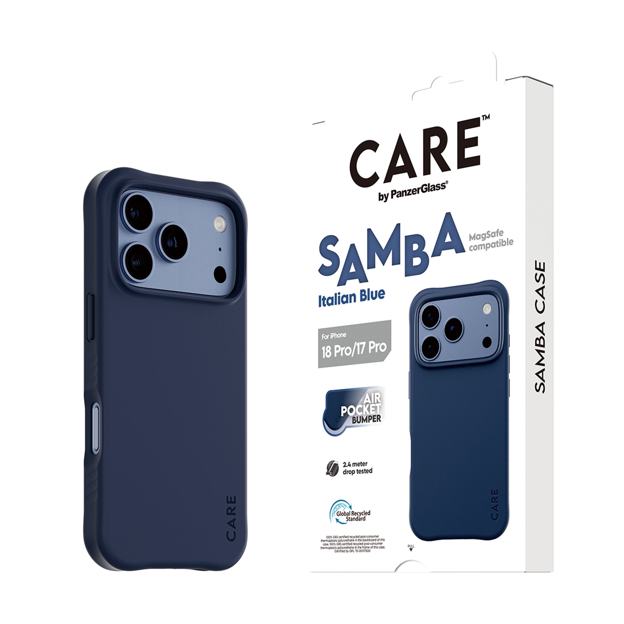 CARE™ by PanzerGlass® Samba Case Italian Blue m. MagSafe iPhone 18 Pro | 17 Pro