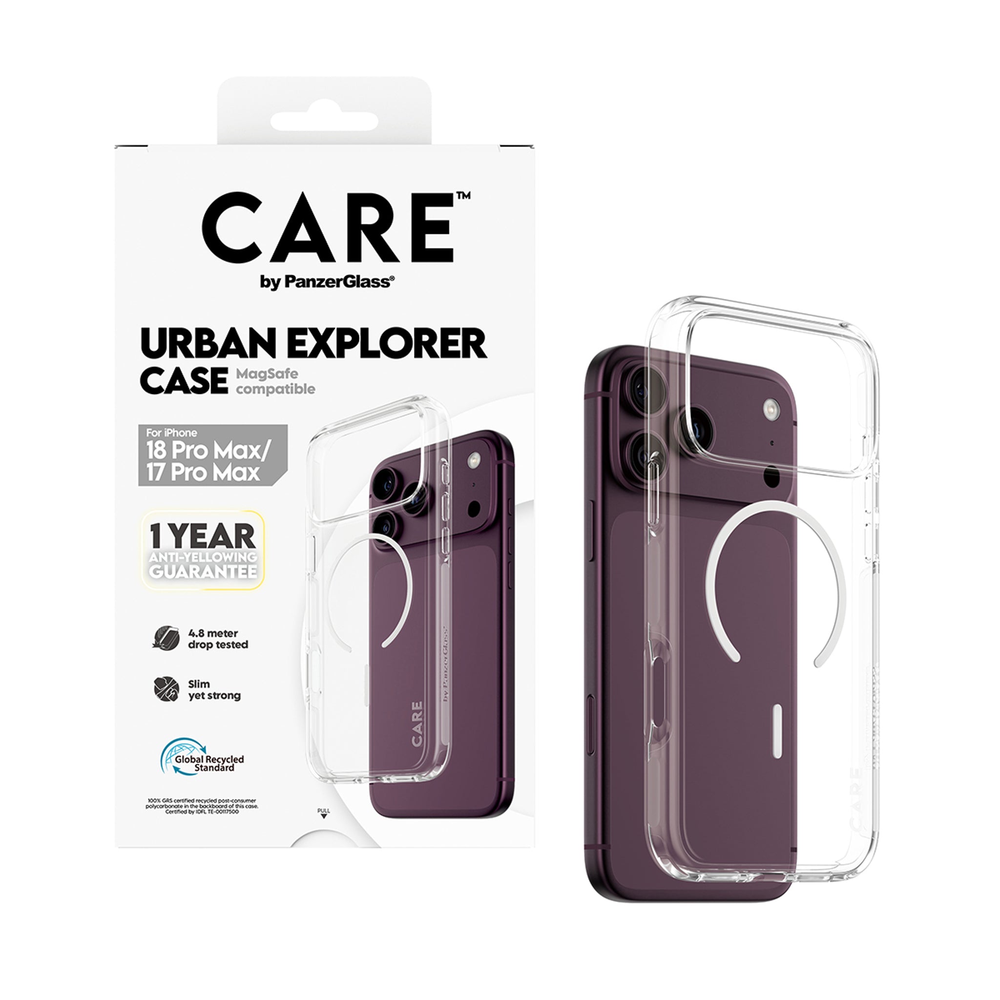 CARE™ by PanzerGlass® Urban Explorer Case Transparent m. Hvid Magsafe iPhone 18 Pro Max | 17 Pro Max