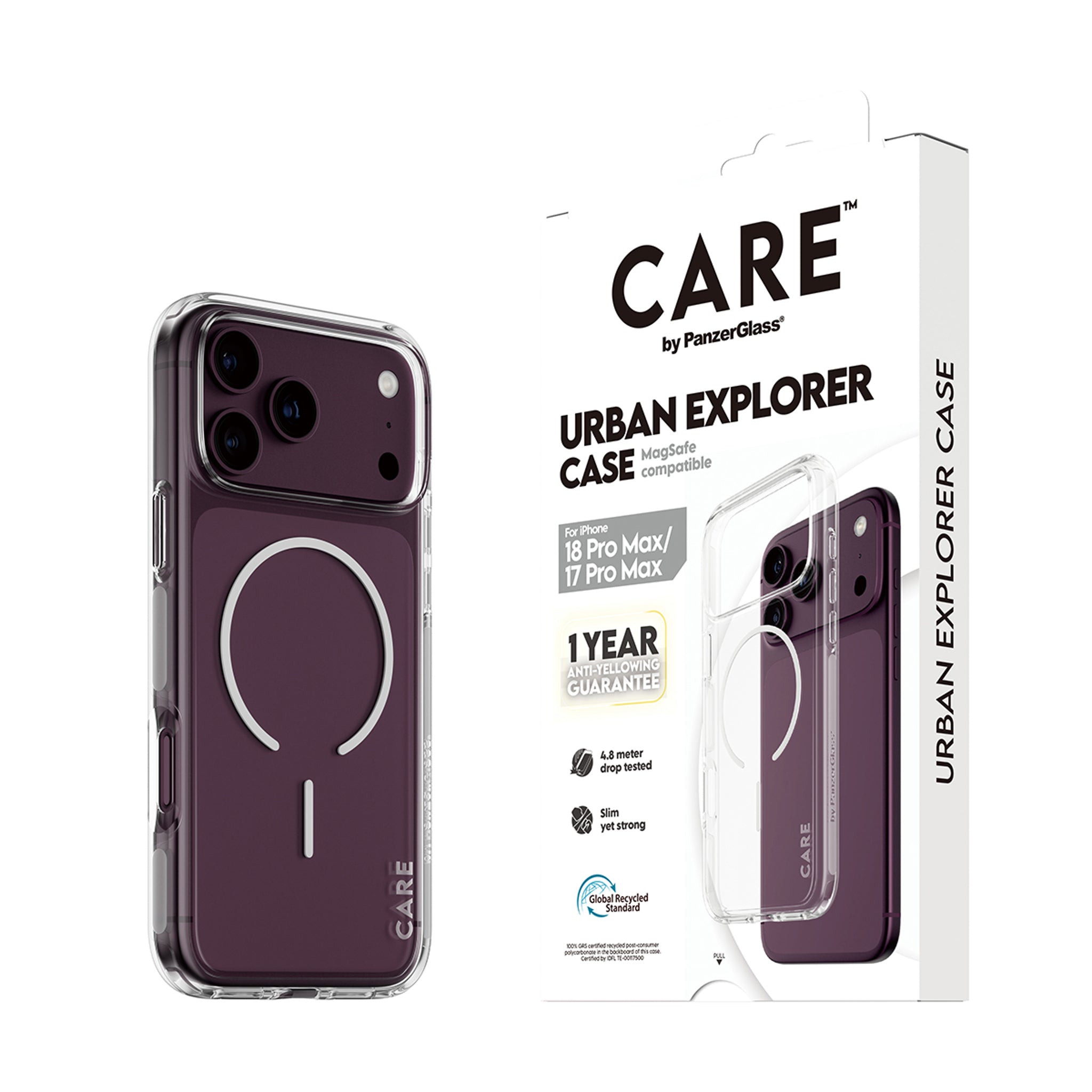 CARE™ by PanzerGlass® Urban Explorer Case Transparent m. Hvid Magsafe iPhone 18 Pro Max | 17 Pro Max