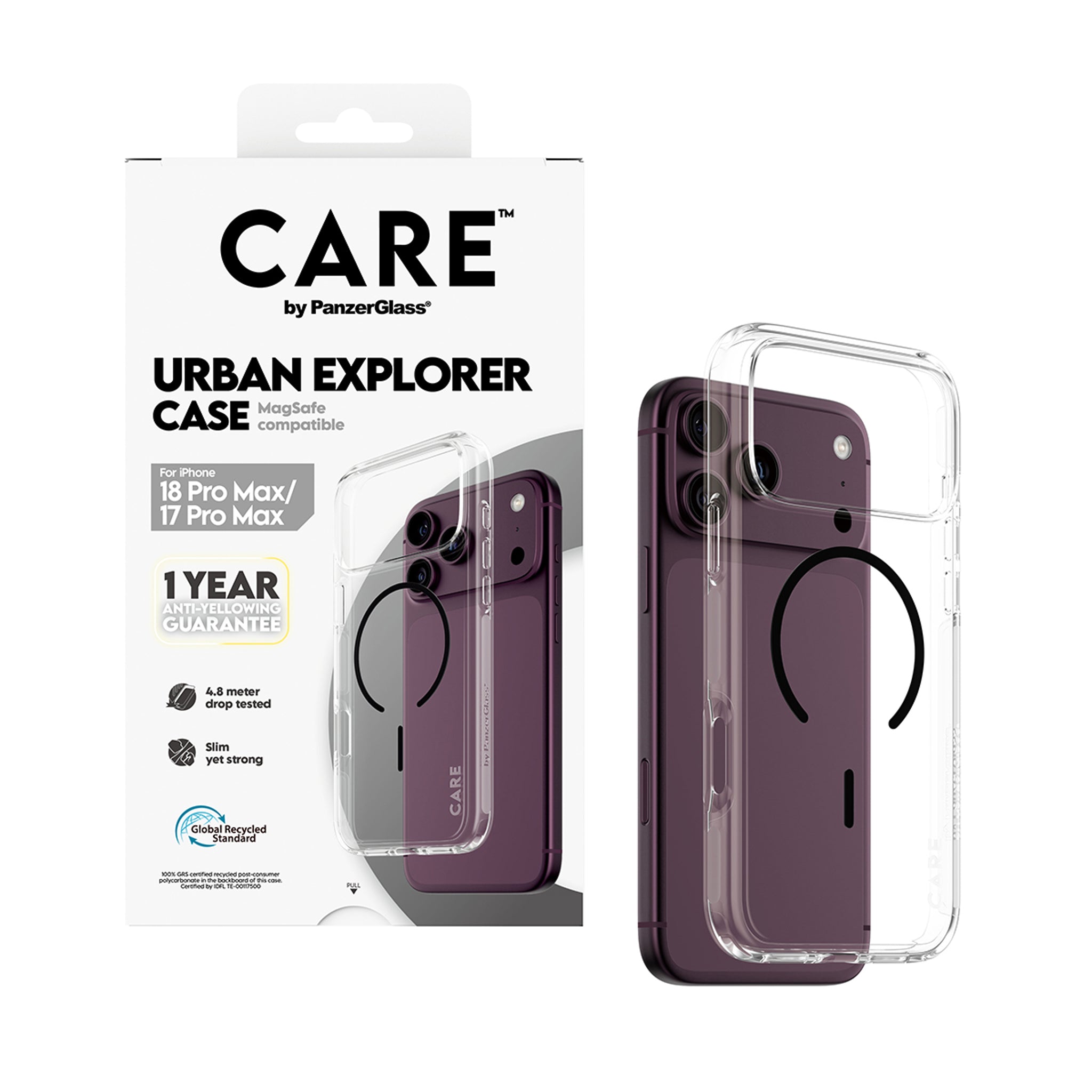CARE™ by PanzerGlass® Urban Explorer Case Transparent m. Sort MagSafe iPhone 18 Pro Max | 17 Pro Max