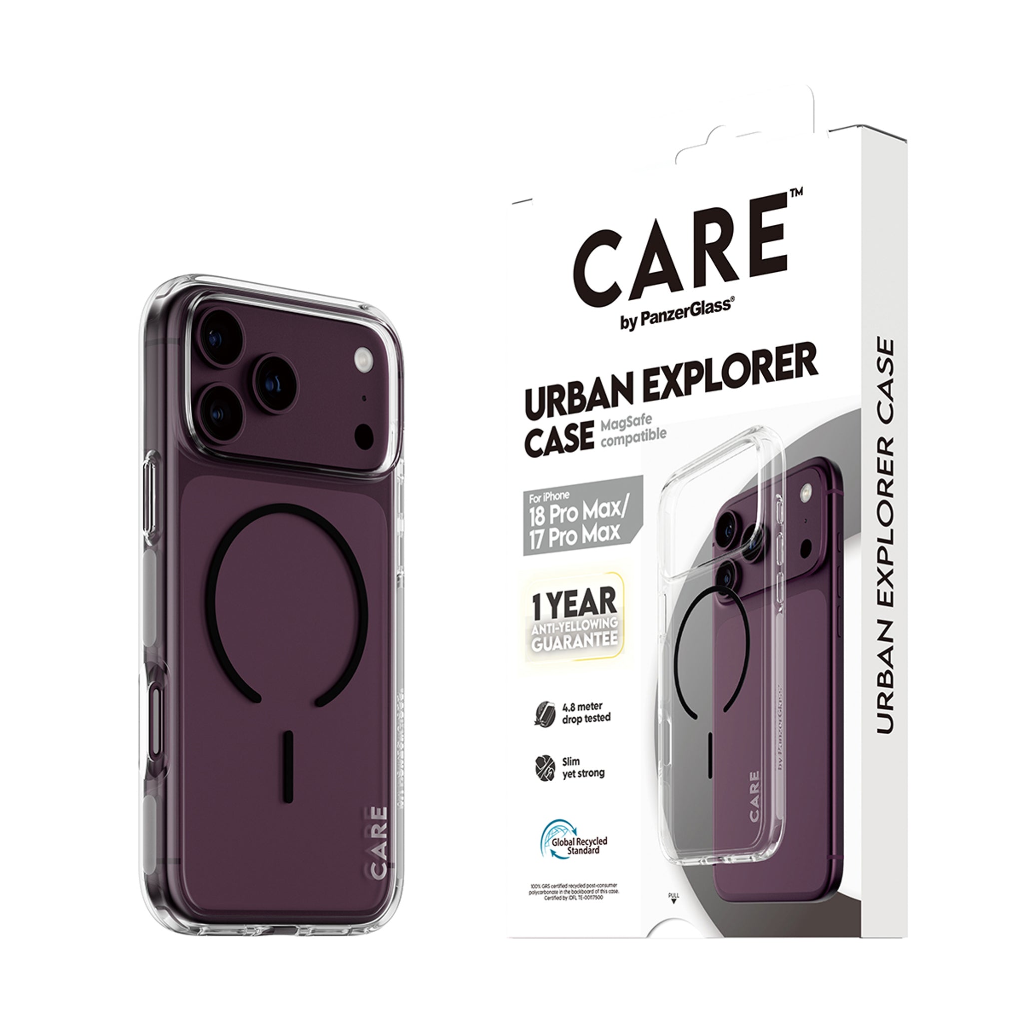 CARE™ by PanzerGlass® Urban Explorer Case Transparent m. Sort MagSafe iPhone 18 Pro Max | 17 Pro Max