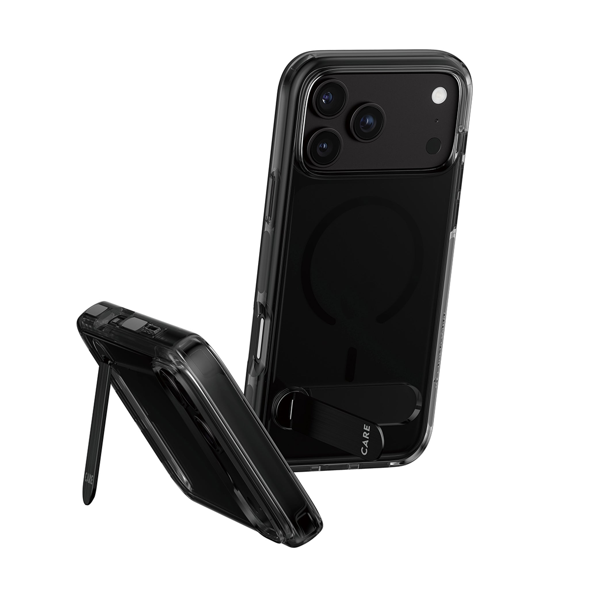 CARE™ by PanzerGlass® Kickstand Case Smokey m. Sort MagSafe iPhone 18 Pro Max | 17 Pro Max