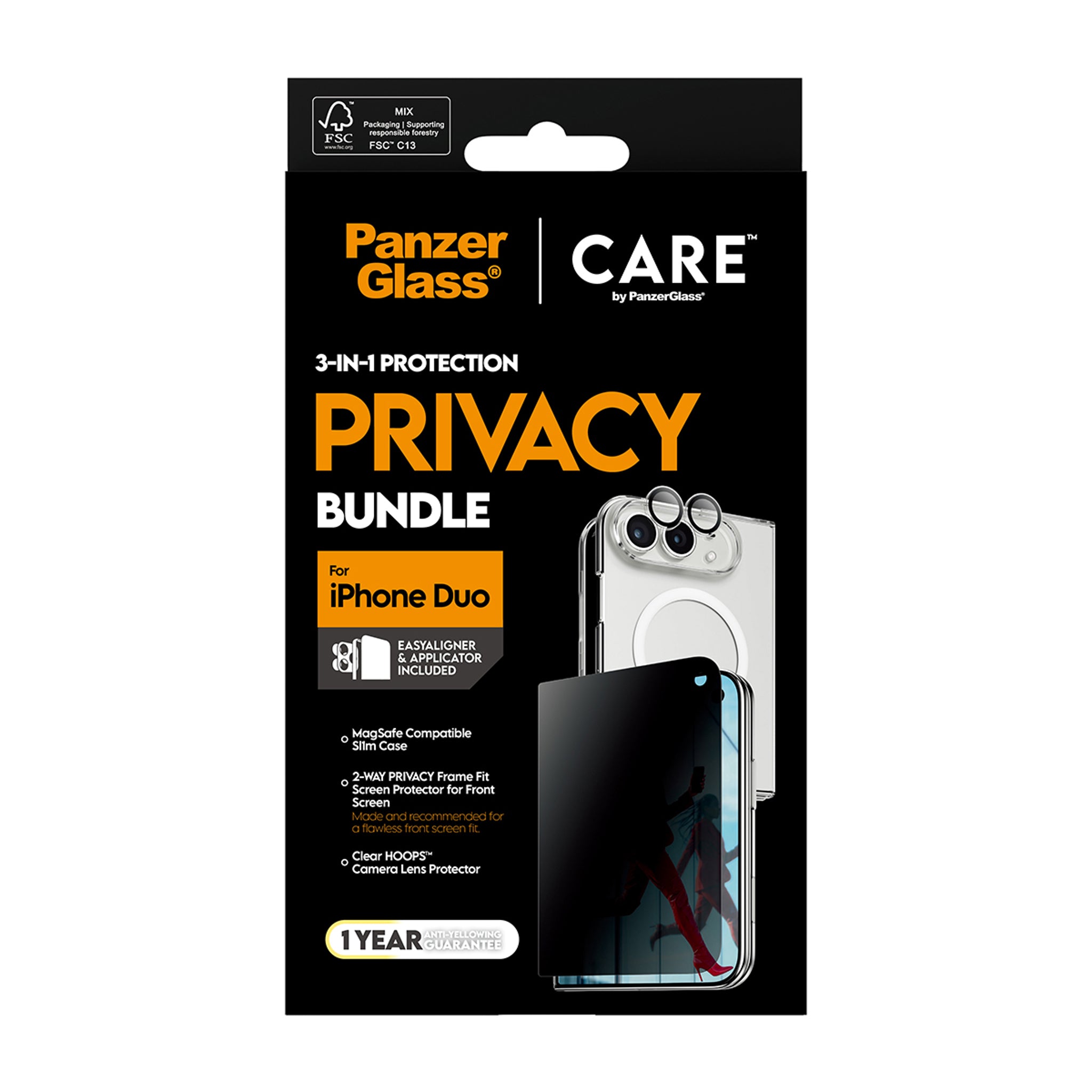 PanzerGlass® | CARE™ by PanzerGlass® 3-i-1 Flagship Privacy Pakke iPhone Duo