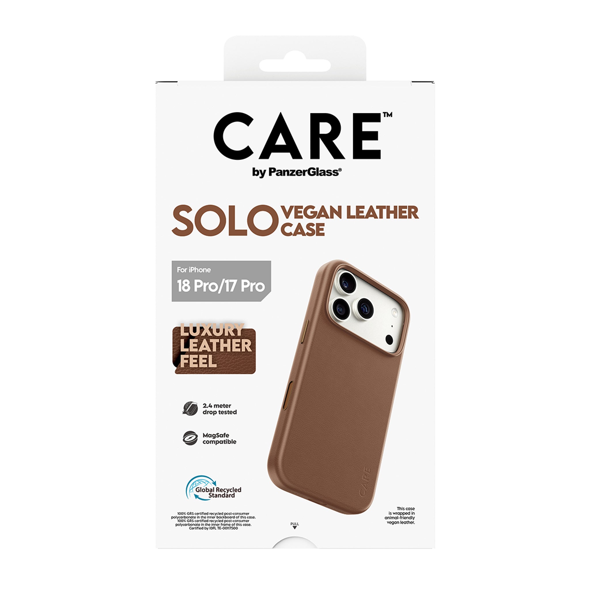 CARE™ by PanzerGlass® Solo Vegan Leather Case Brun m. MagSafe iPhone 18 Pro | 17 Pro