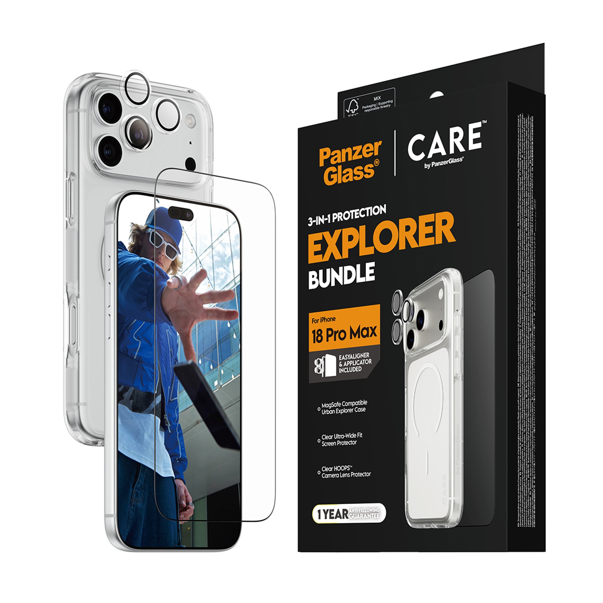 PanzerGlass® | CARE™ by PanzerGlass® Flagship 3-in-1 Pakke iPhone 18 Pro Max