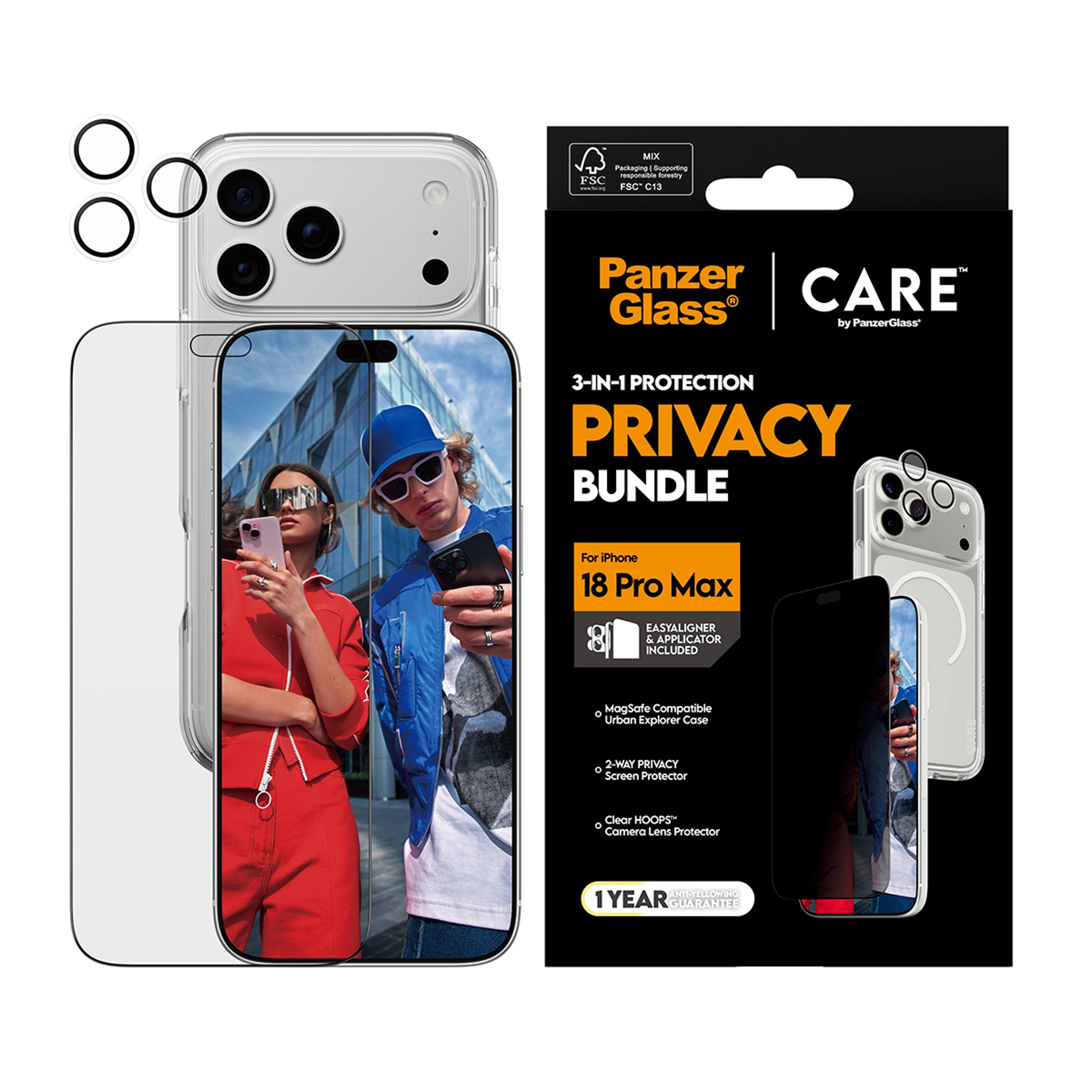 PanzerGlass® | CARE™ by PanzerGlass® Privacy Flagship 3-in-1 Pakke iPhone 18 Pro Max