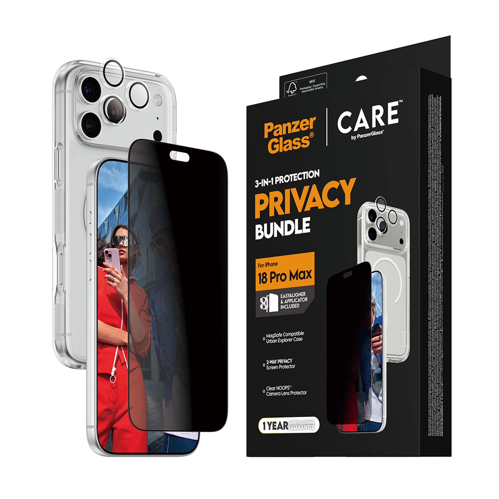 PanzerGlass® | CARE™ by PanzerGlass® Privacy Flagship 3-in-1 Pakke iPhone 18 Pro Max