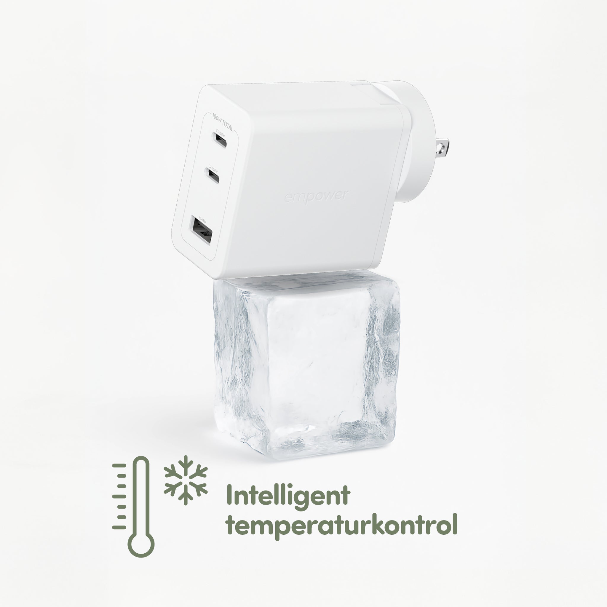 empower™ by PanzerGlass® Turbo 100W World Travel Adaptor inkl. 2 x USB-C + USB-A | Silver White
