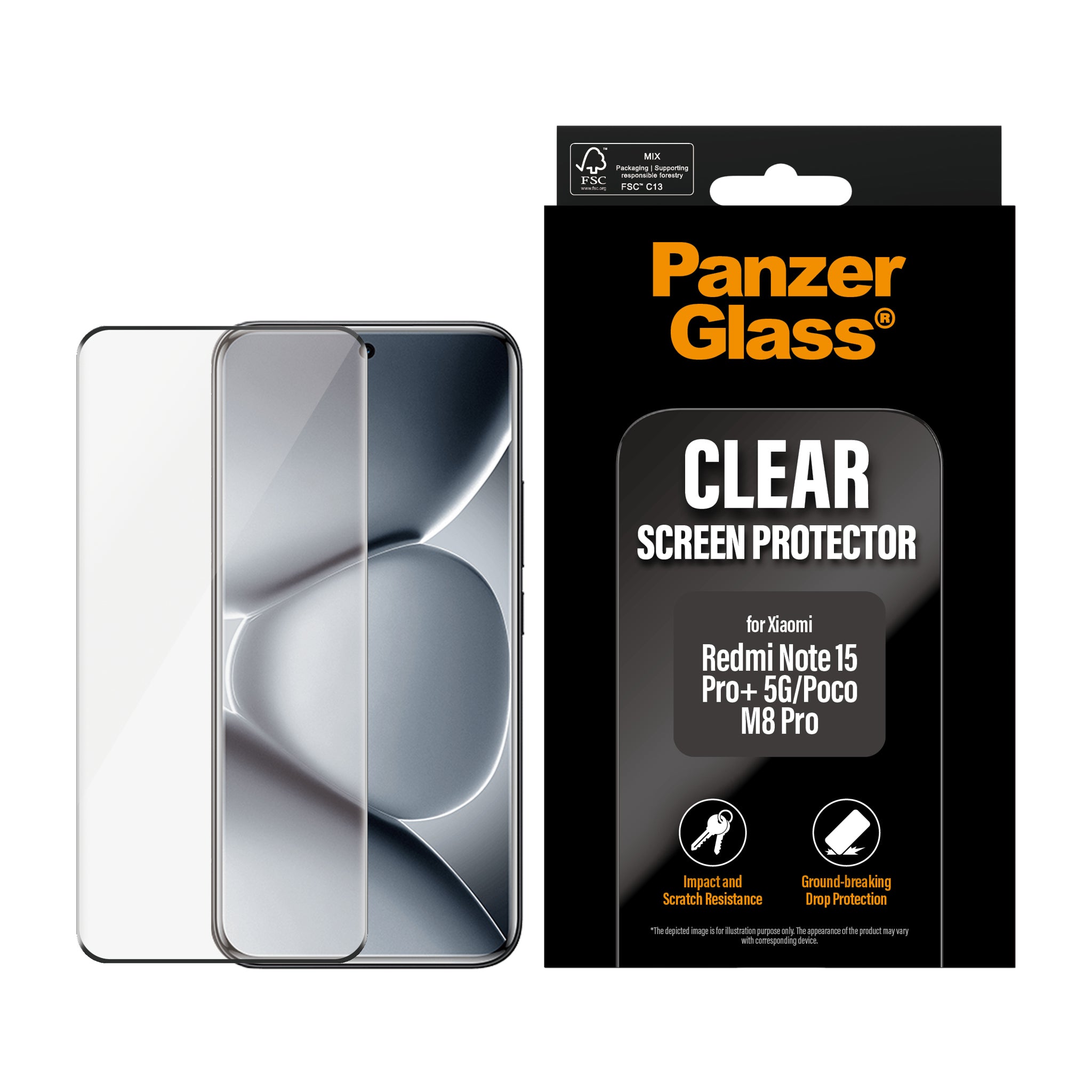PanzerGlass® Skærmbeskyttelse Xiaomi Redmi Note 15 Pro+ 5G | Poco M8 Pro | Ultra-Wide Fit