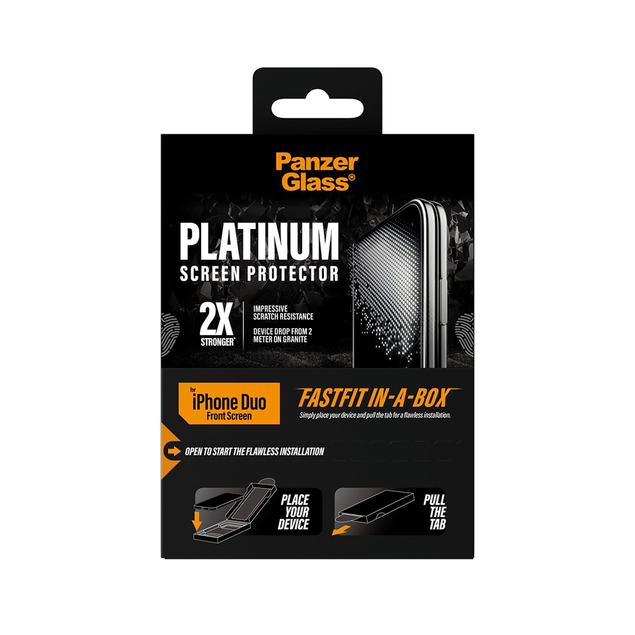 PanzerGlass® Platinum Sub Screen Protector iPhone Duo | FRAME FIT w. FASTFIT IN-A-BOX