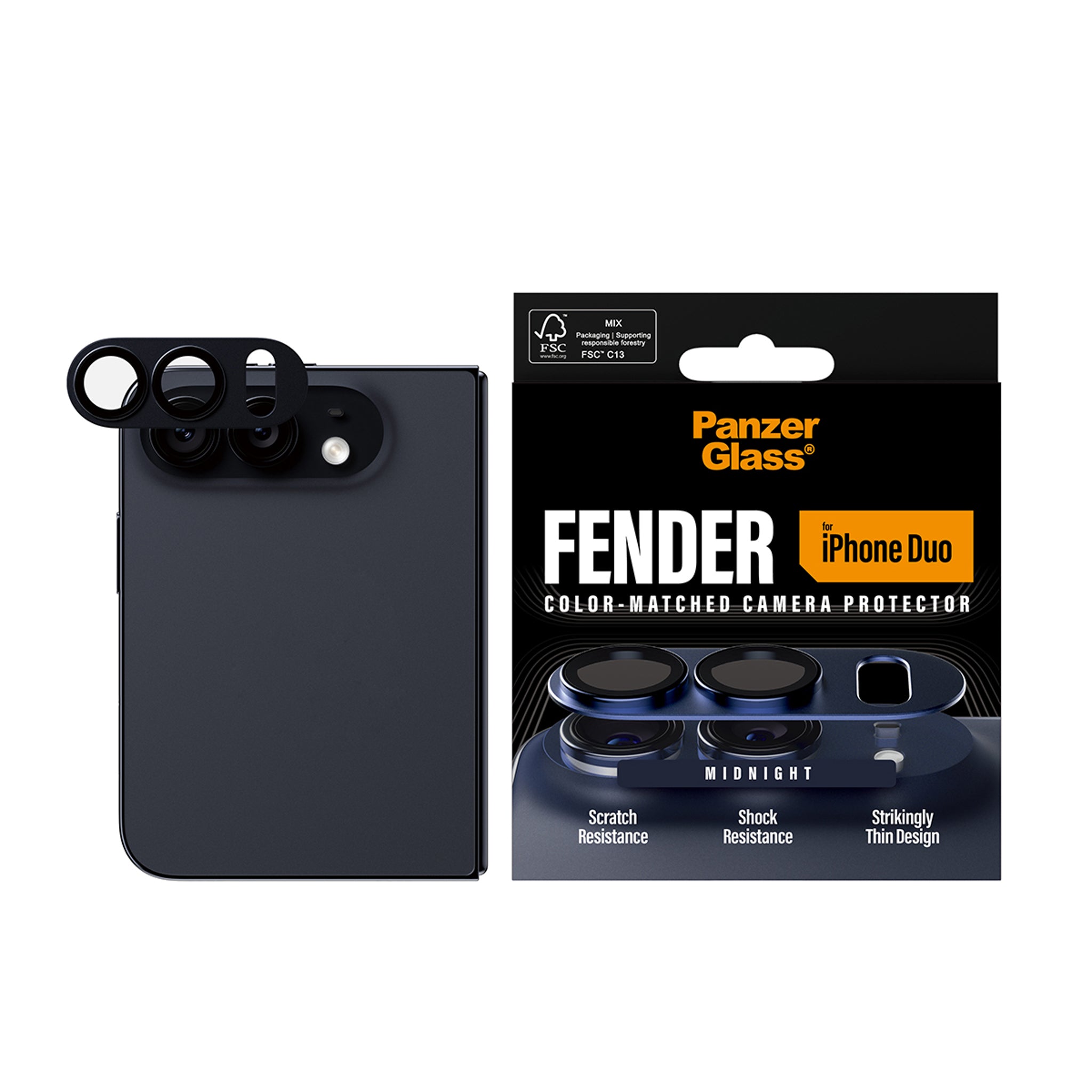 PanzerGlass® Fender Kameralinsebeskytter Midnight iPhone Duo