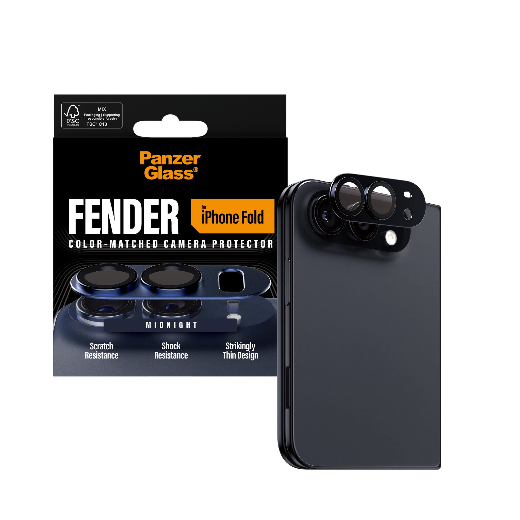 PanzerGlass® Fender Kameralinsebeskytter Midnight iPhone 2026 Fold