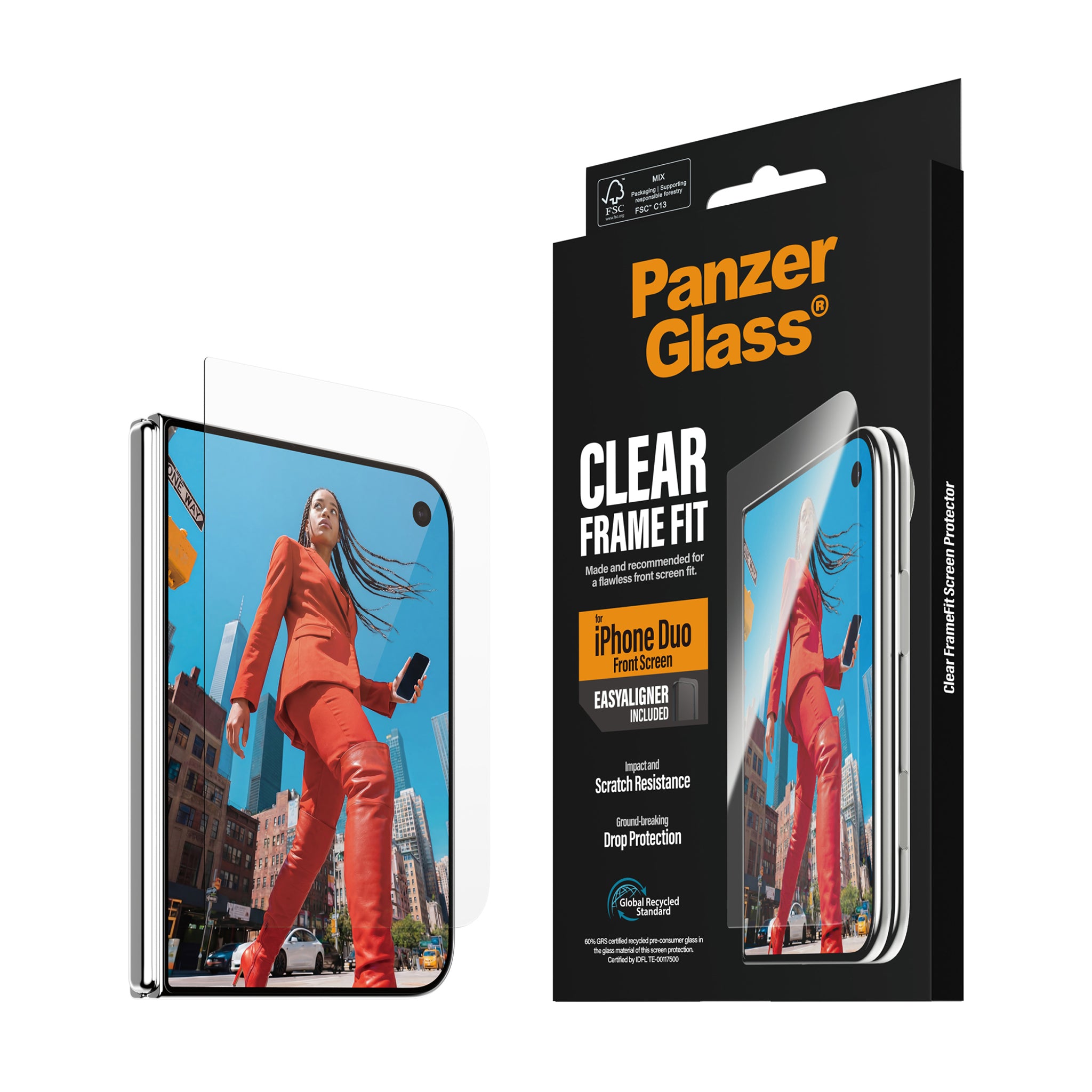 PanzerGlass® Frontskærm Skærmbeskyttelse iPhone Duo | RammeFit m. EasyAligner