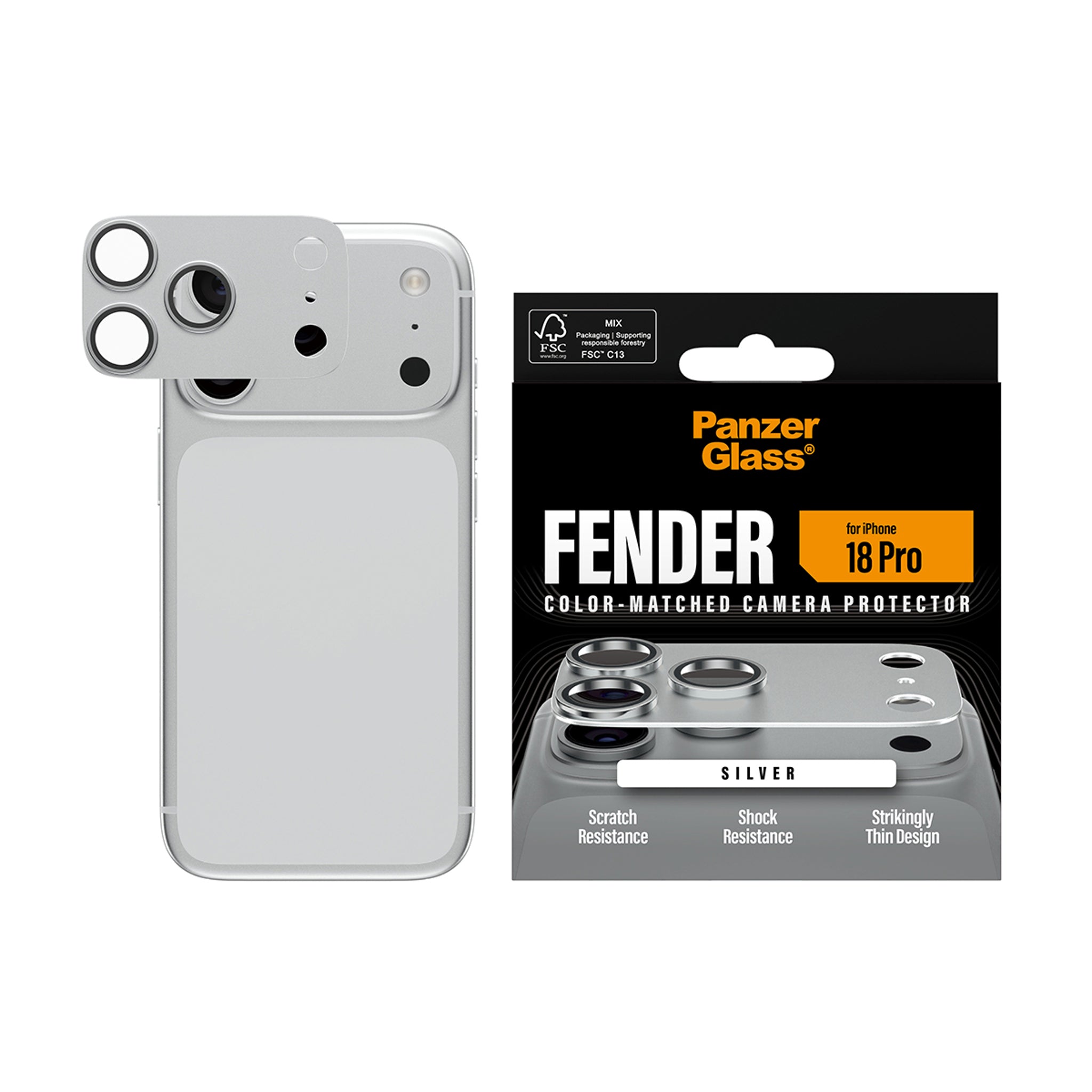 PanzerGlass® Fender Kamerabeskytter Sølv iPhone 18 Pro