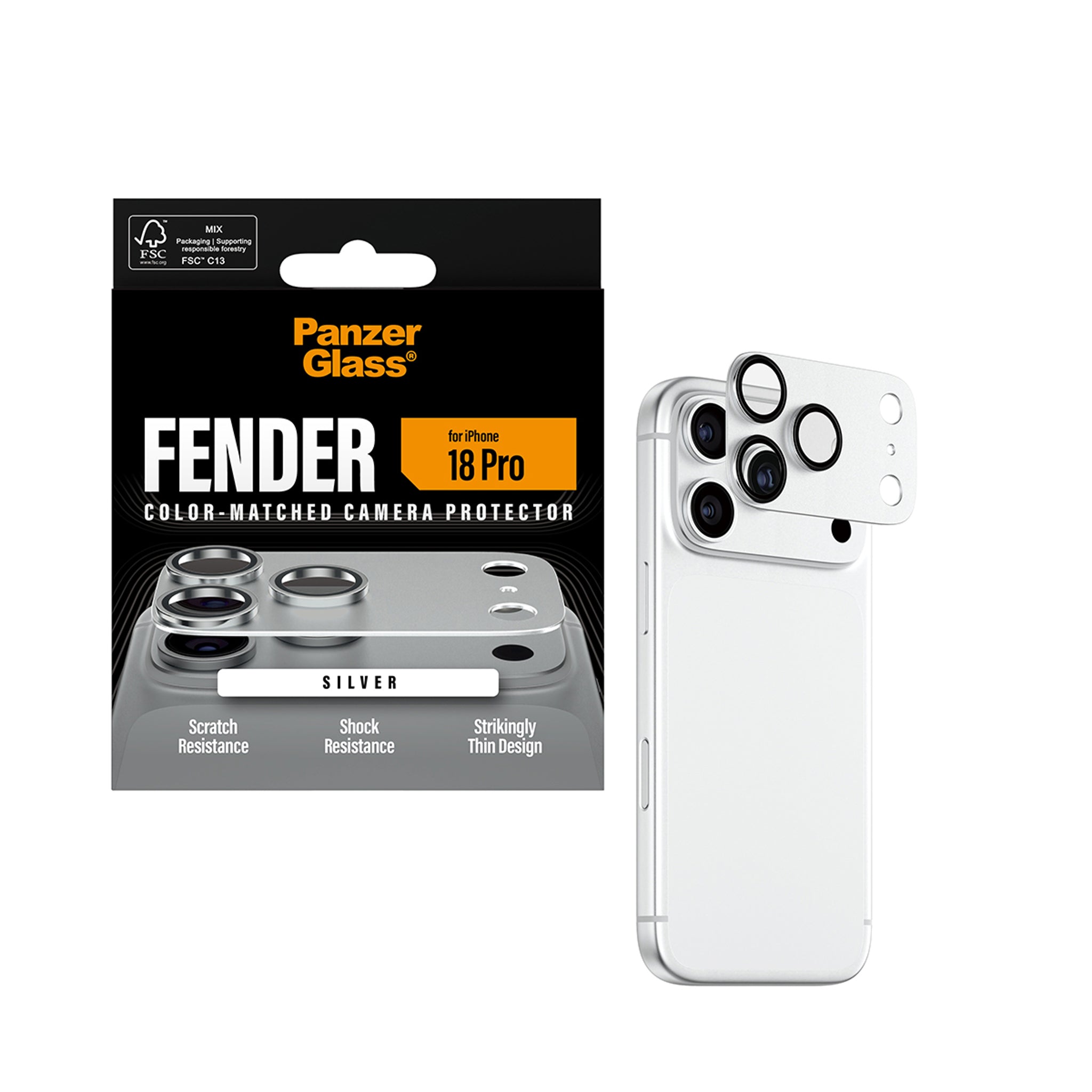 PanzerGlass® Fender Kamerabeskytter Sølv iPhone 18 Pro
