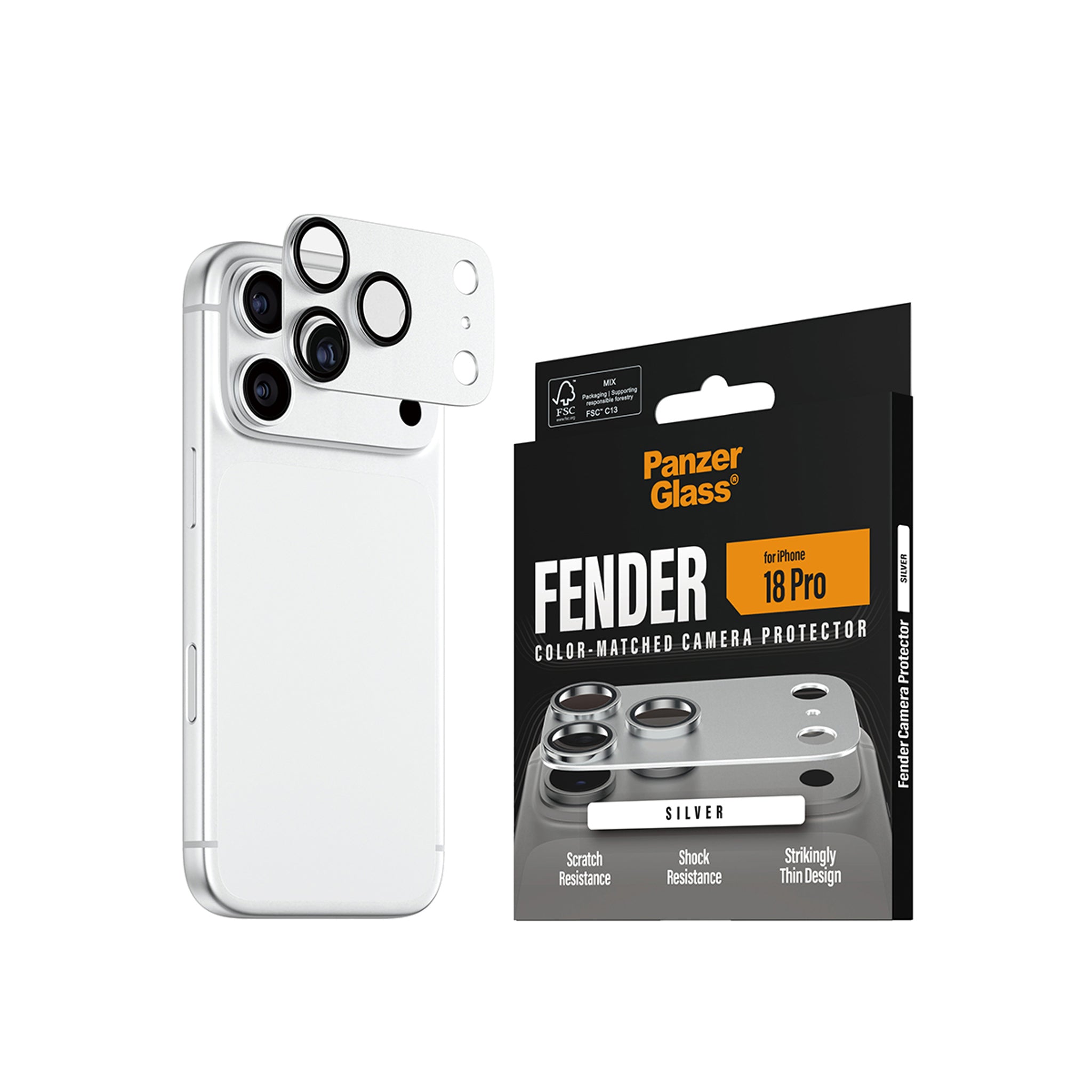 PanzerGlass® Fender Kamerabeskytter Sølv iPhone 18 Pro