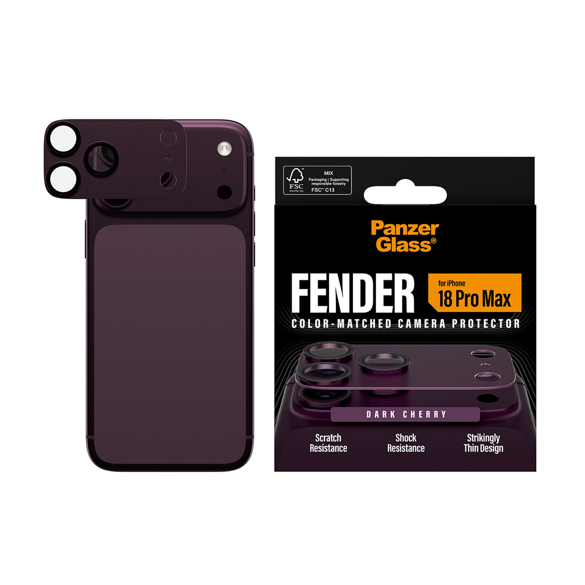 PanzerGlass® Fender Kamerabeskytter Dark Cherry iPhone 18 Pro Max
