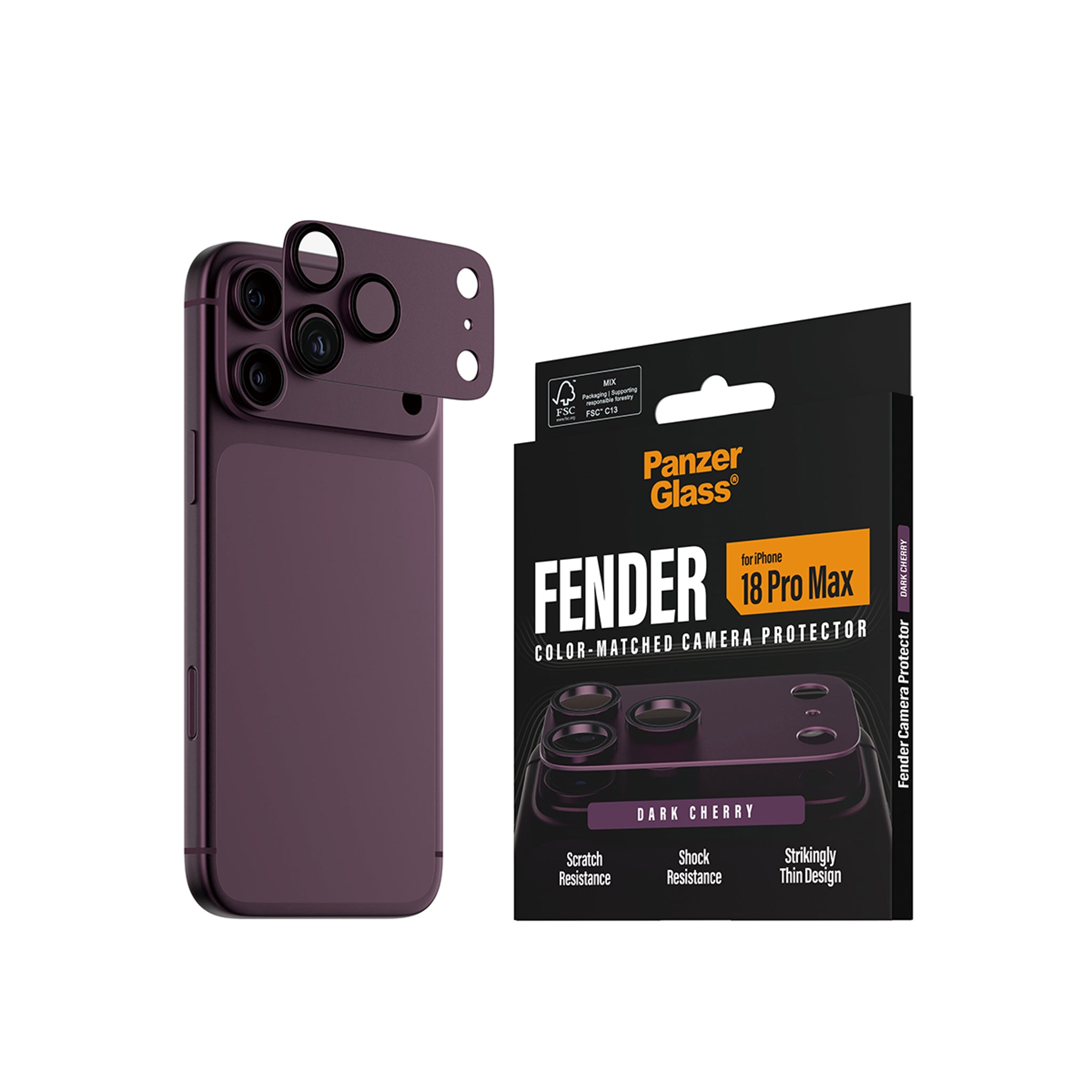 PanzerGlass® Fender Kamerabeskytter Dark Cherry iPhone 18 Pro Max
