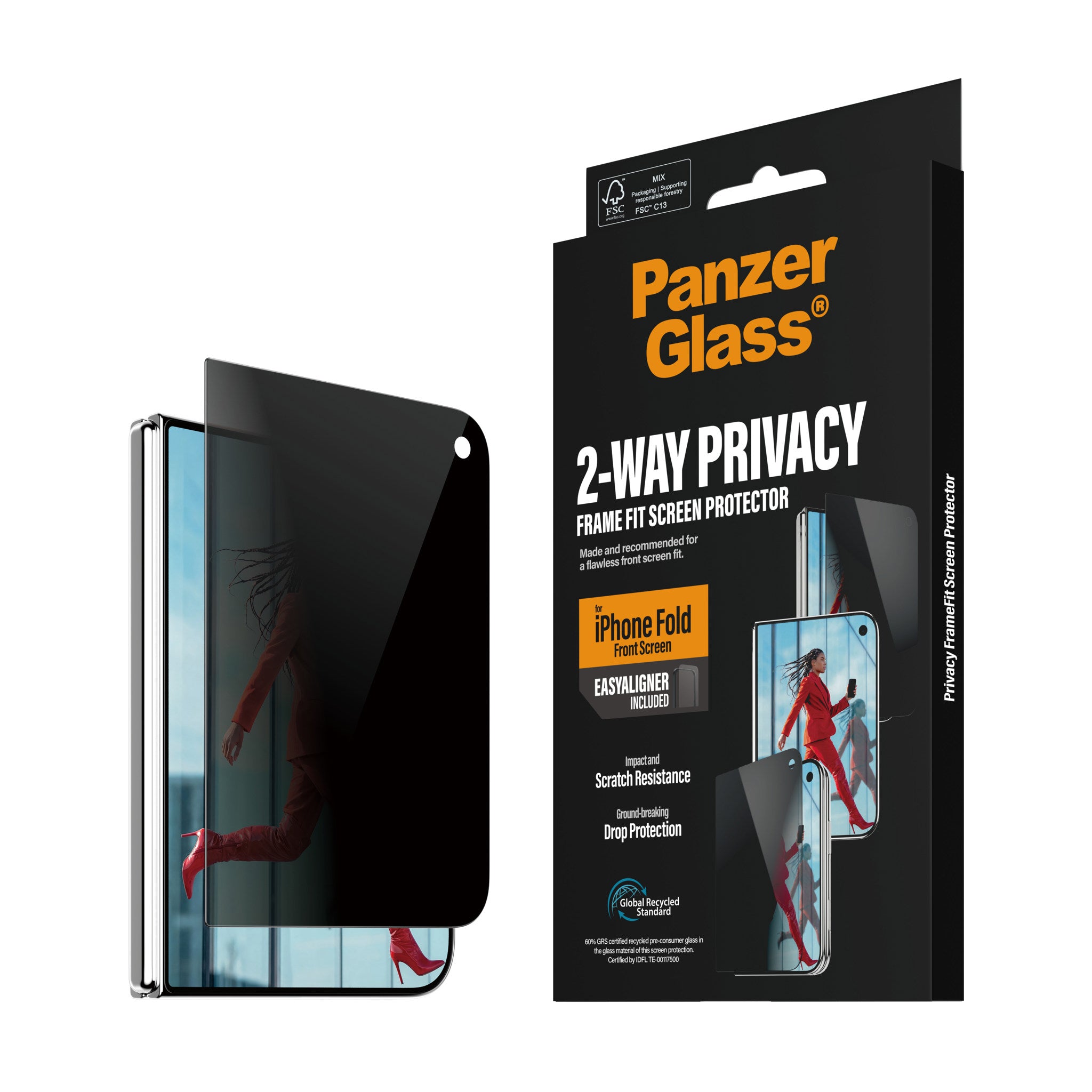 PanzerGlass® Privacy Frontskærm Skærmbeskyttelse iPhone 2026 Fold | RammeFit m. EasyAligner