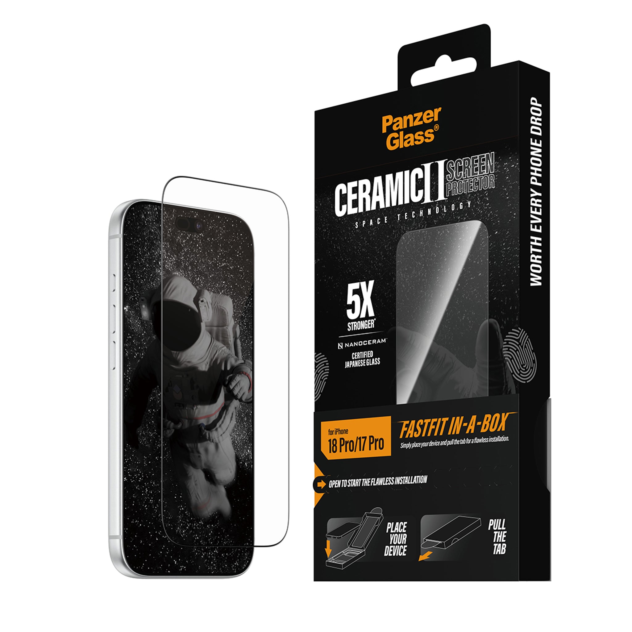 PanzerGlass® Ceramic Skærmbeskyttelse iPhone 18 Pro | 17 Pro m. FASTFIT IN-A-BOX