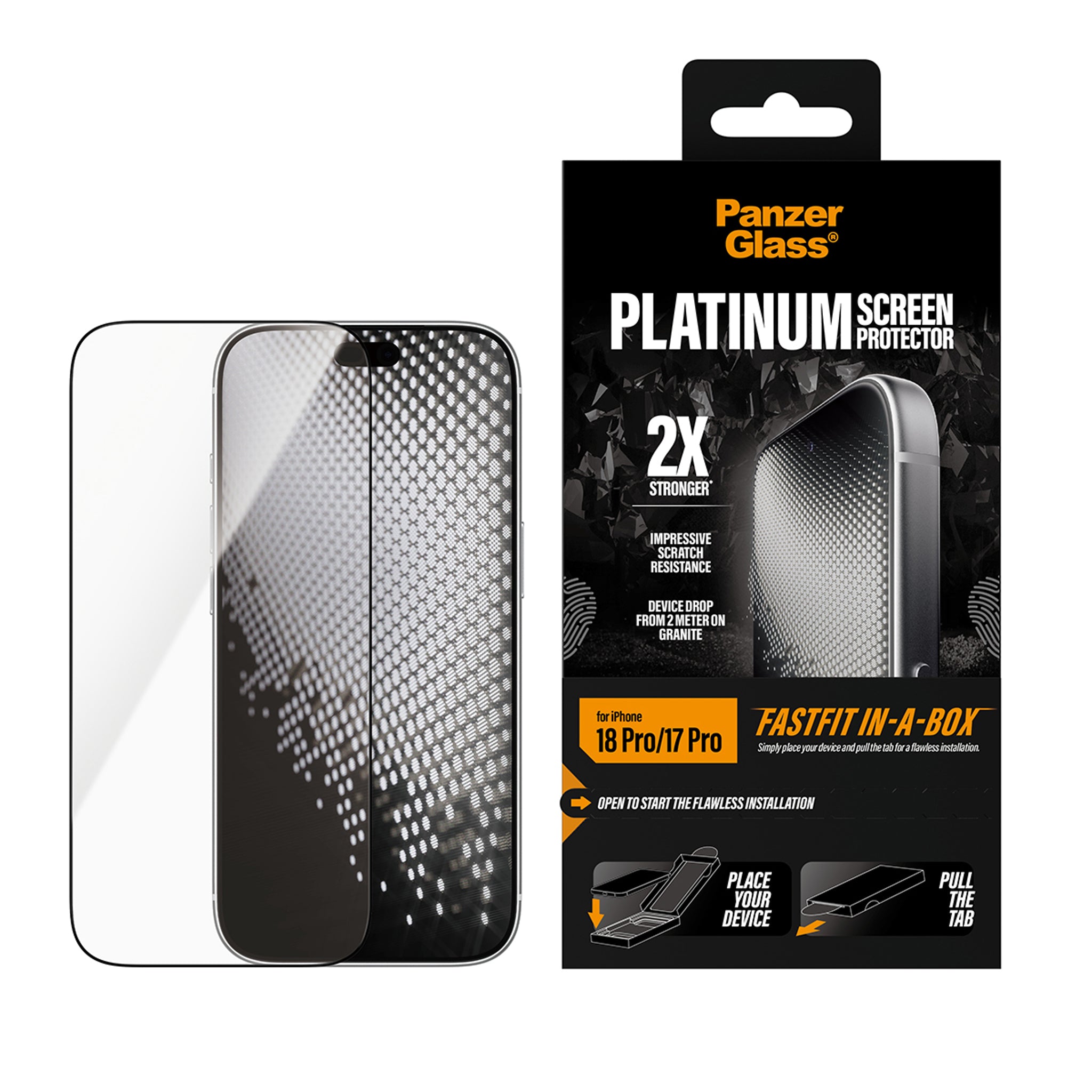 PanzerGlass® Platinum Skærmbeskyttelse iPhone 18 Pro | 17 Pro m. FASTFIT IN-A-BOX