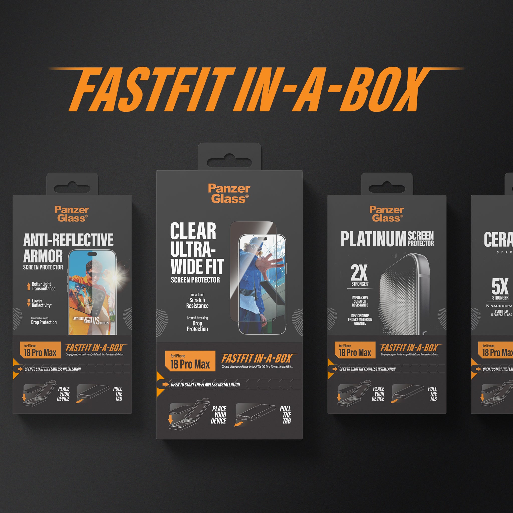 PanzerGlass® 2-Way Privacy Skærmbeskyttelse iPhone 18 Pro Max | Ultra-Wide Fit m. FASTFIT IN-A-BOX