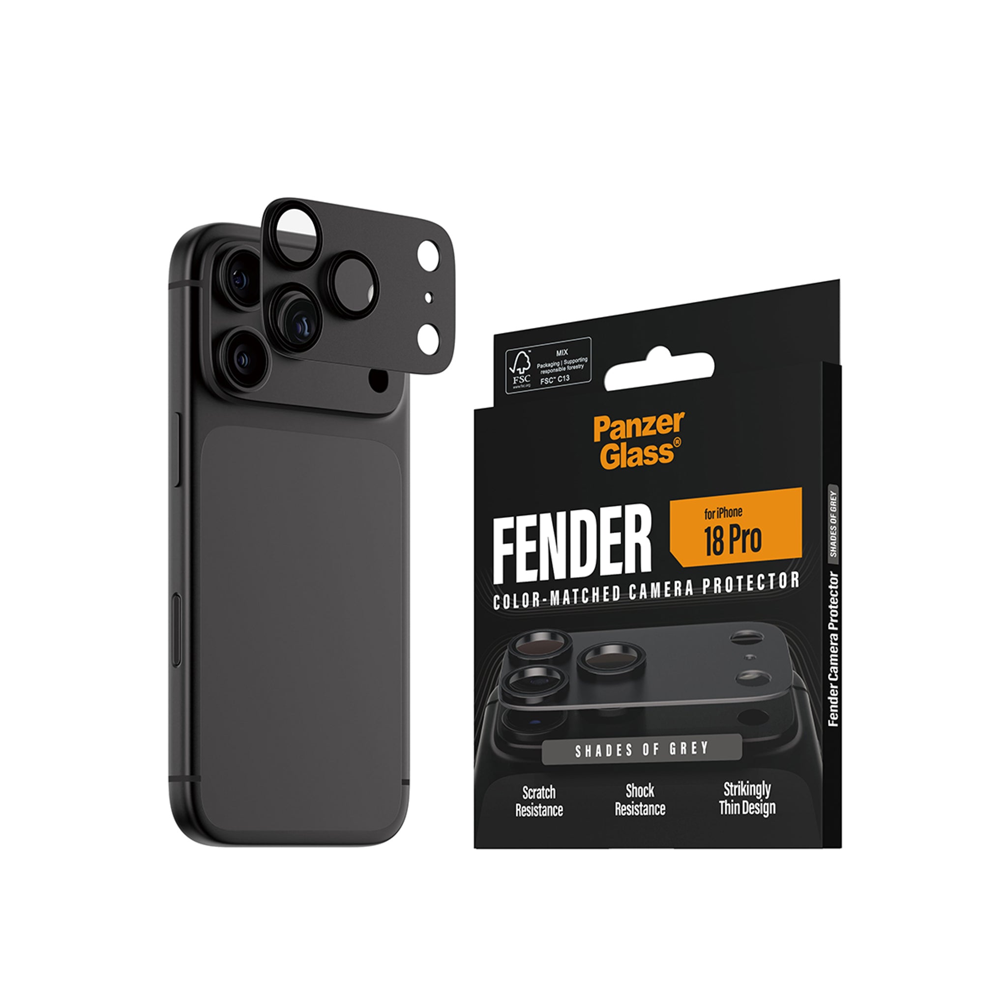 PanzerGlass® Fender Kamerabeskytter Shades of Grey iPhone 18 Pro