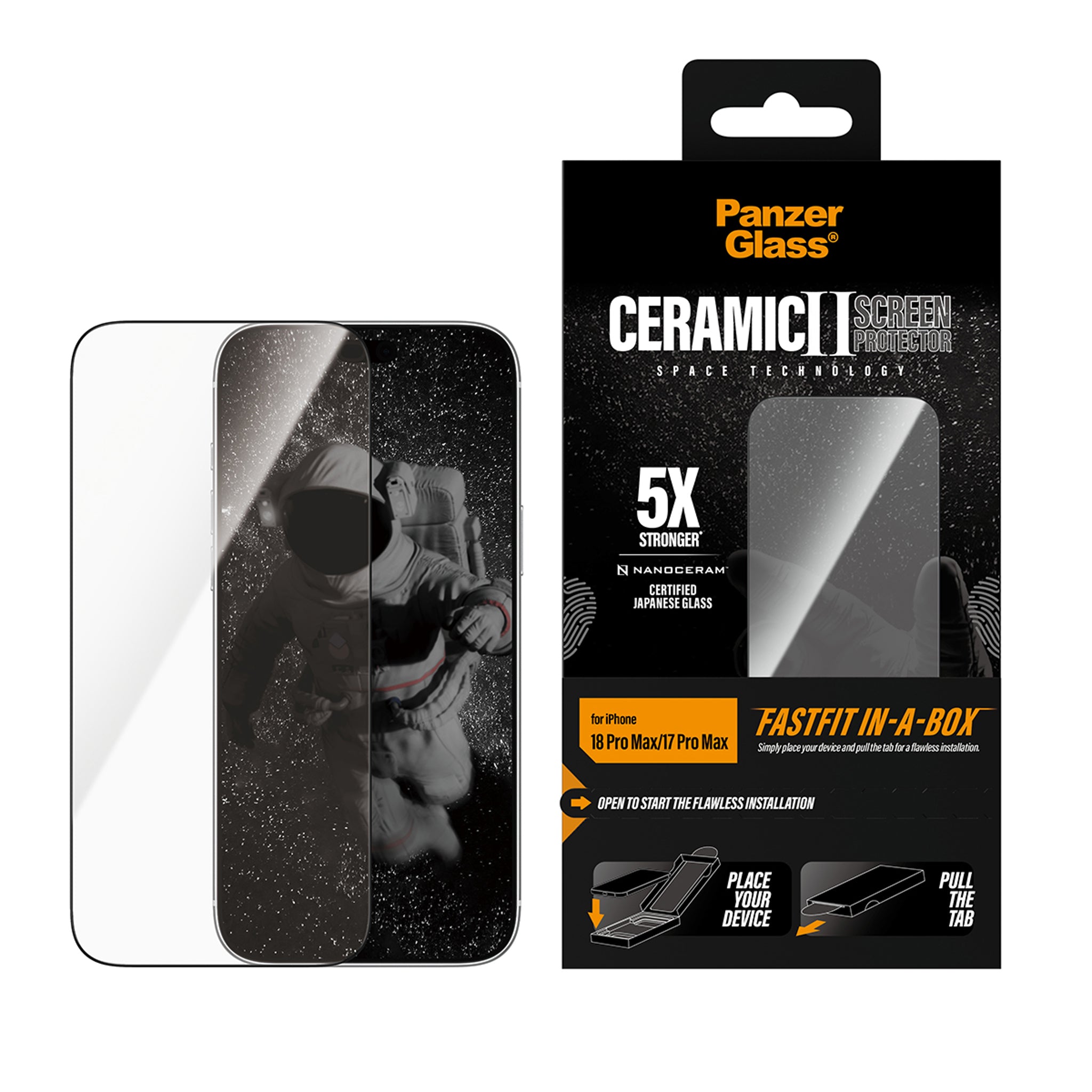 PanzerGlass® Ceramic Skærmbeskyttelse iPhone 18 Pro Max | 17 Pro Max m. FASTFIT IN-A-BOX