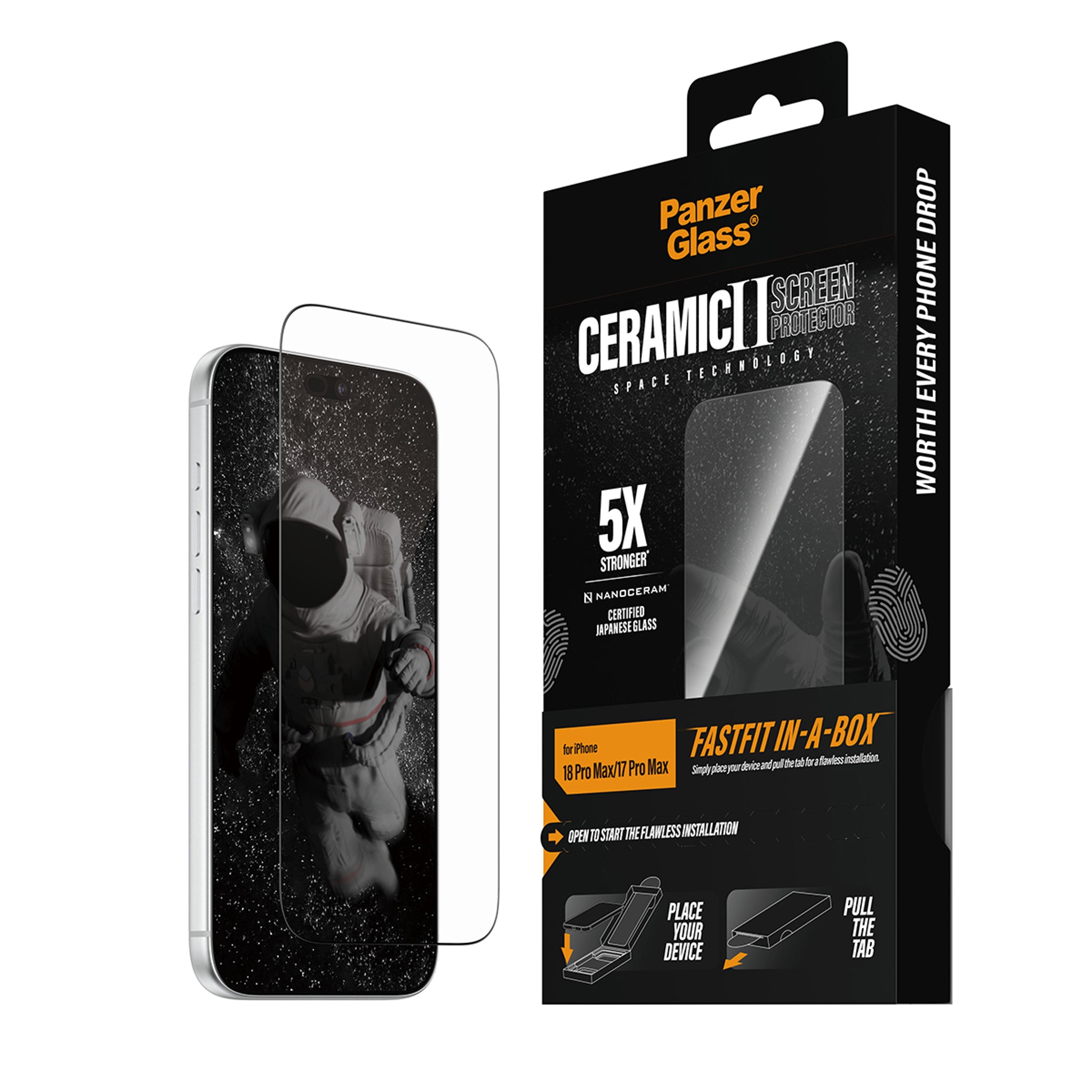 PanzerGlass® Ceramic Skærmbeskyttelse iPhone 18 Pro Max | 17 Pro Max m. FASTFIT IN-A-BOX