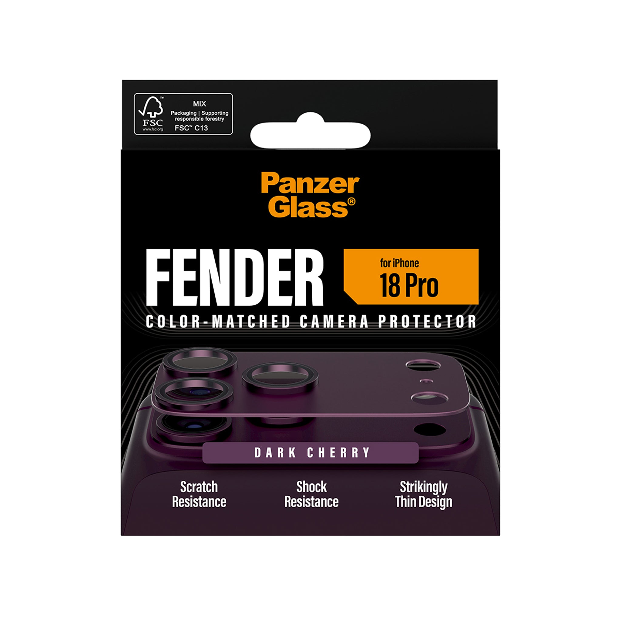 PanzerGlass® Fender Kamerabeskytter Dark Cherry iPhone 18 Pro