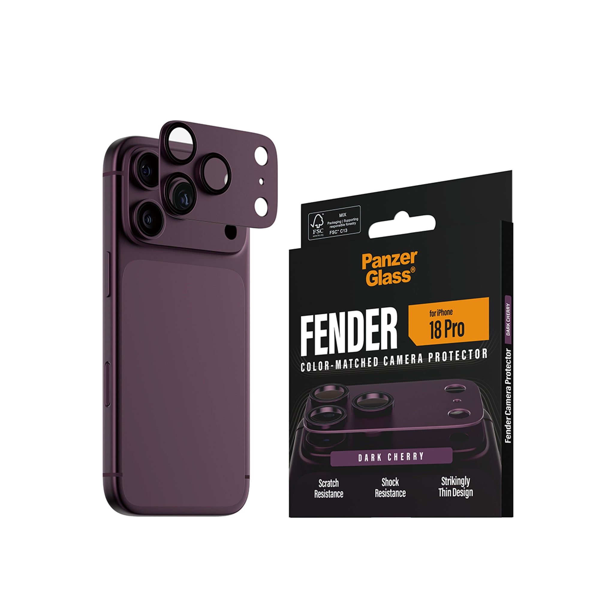 PanzerGlass® Fender Kamerabeskytter Dark Cherry iPhone 18 Pro