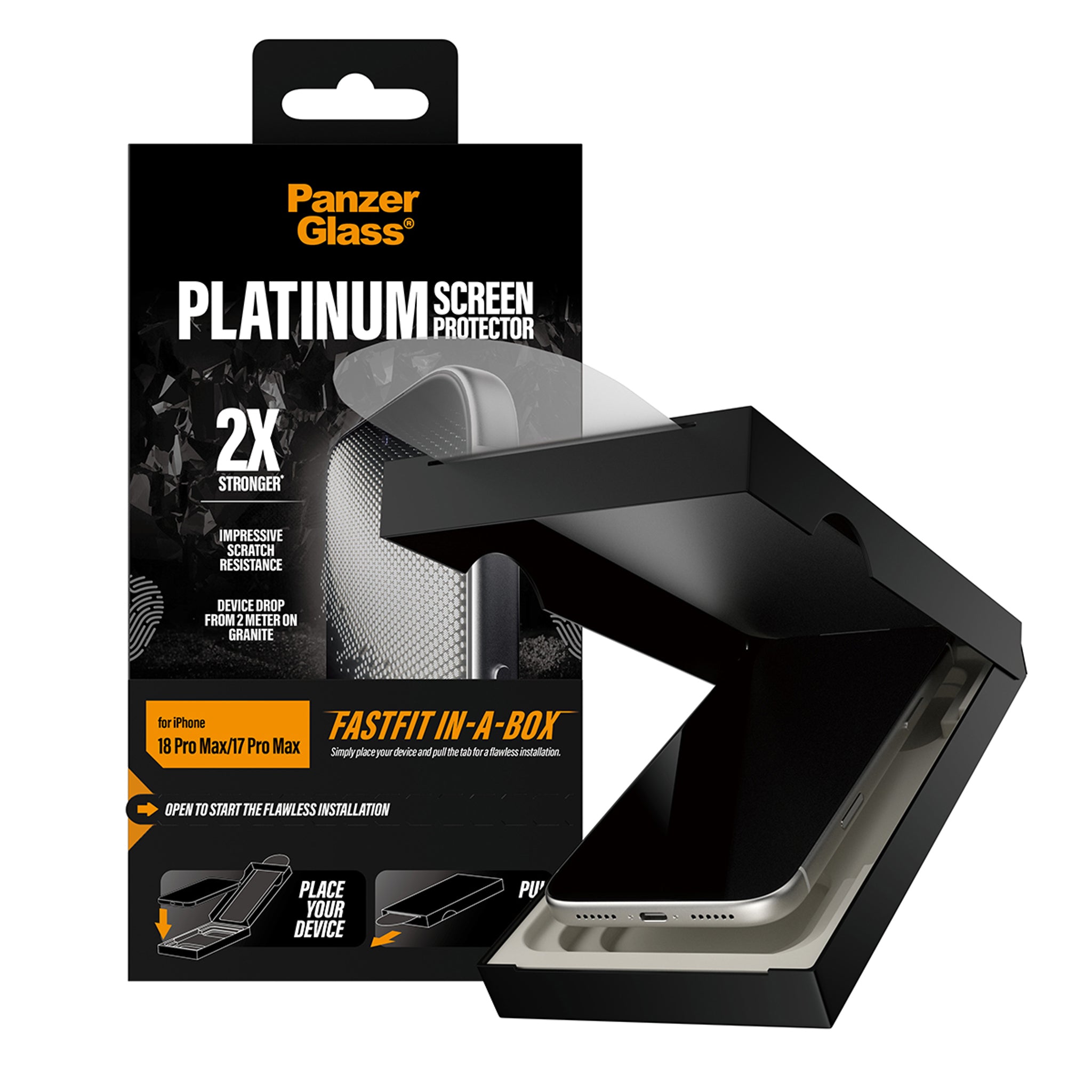 PanzerGlass® Platinum Skærmbeskyttelse iPhone 18 Pro Max | 17 Pro Max m. FASTFIT IN-A-BOX