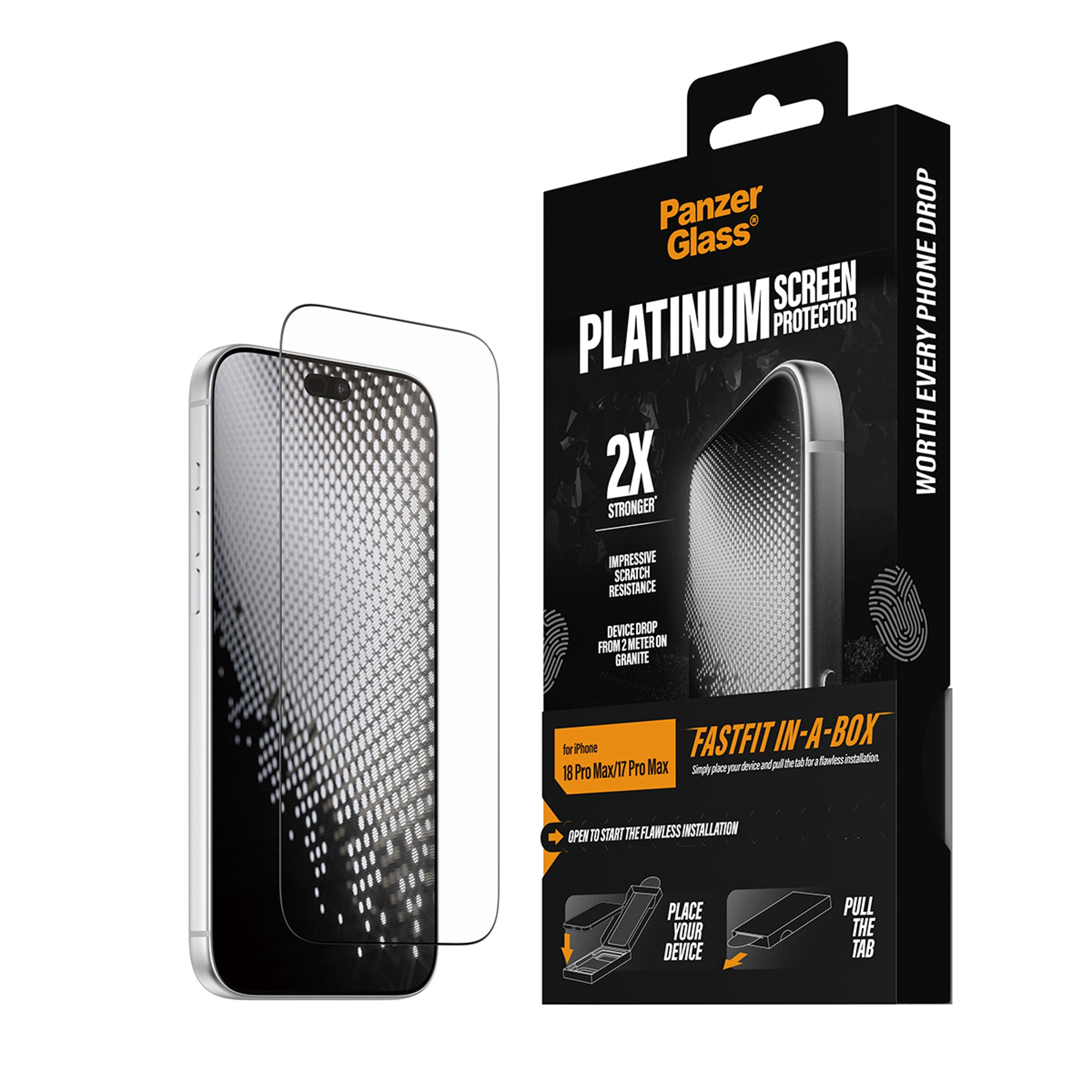 PanzerGlass® Platinum Skærmbeskyttelse iPhone 18 Pro Max | 17 Pro Max m. FASTFIT IN-A-BOX