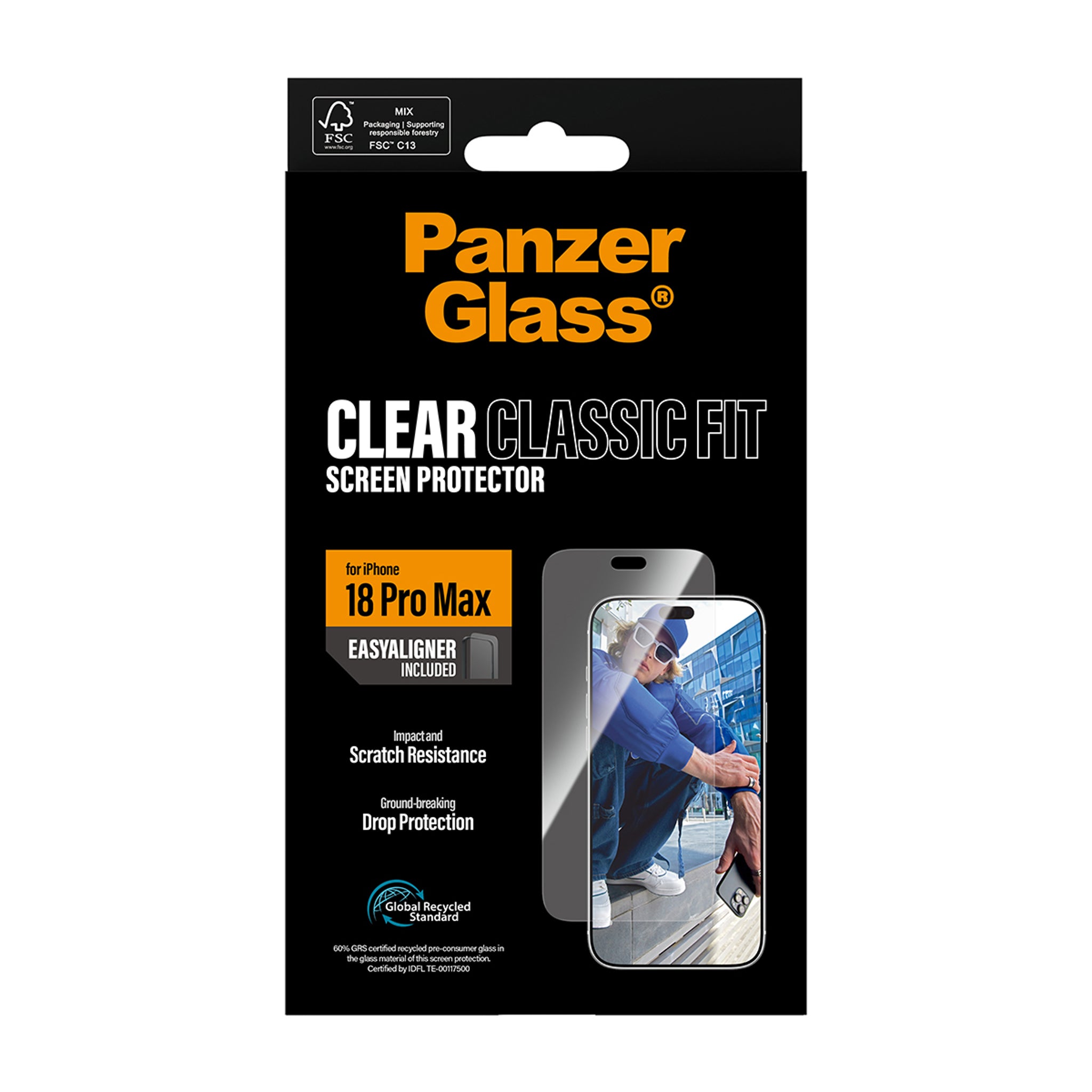 PanzerGlass® Skærmbeskyttelse iPhone 18 Pro Max | Classic fit m. EasyAligner
