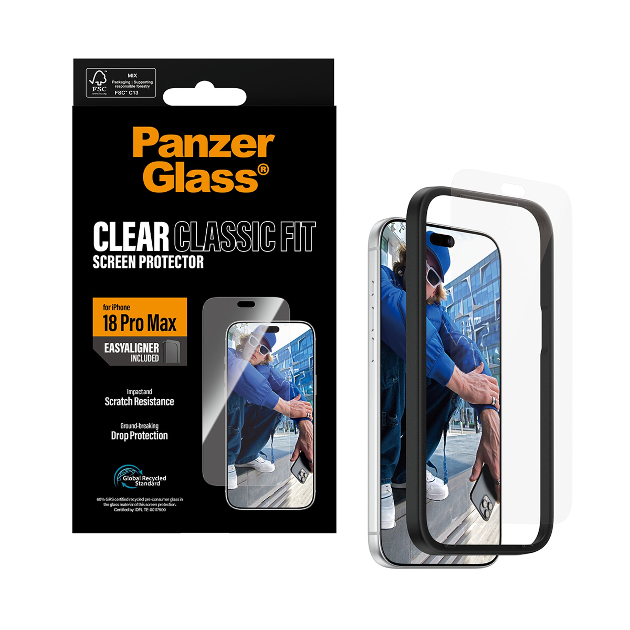 PanzerGlass® Skærmbeskyttelse iPhone 18 Pro Max | Classic fit m. EasyAligner