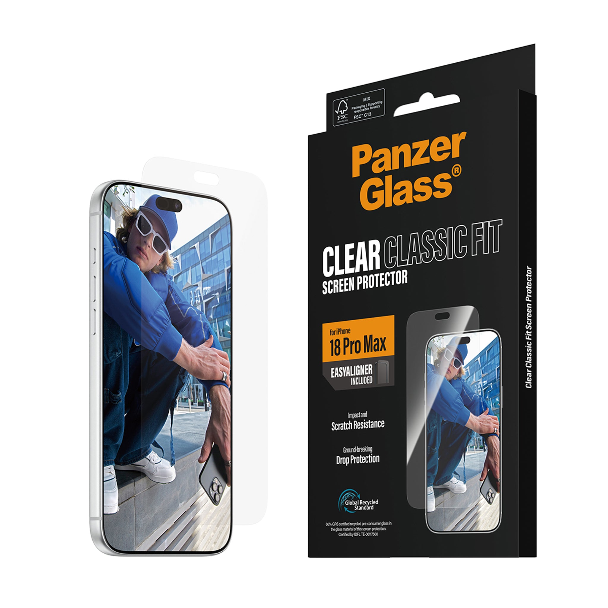 PanzerGlass® Skærmbeskyttelse iPhone 18 Pro Max | Classic fit m. EasyAligner