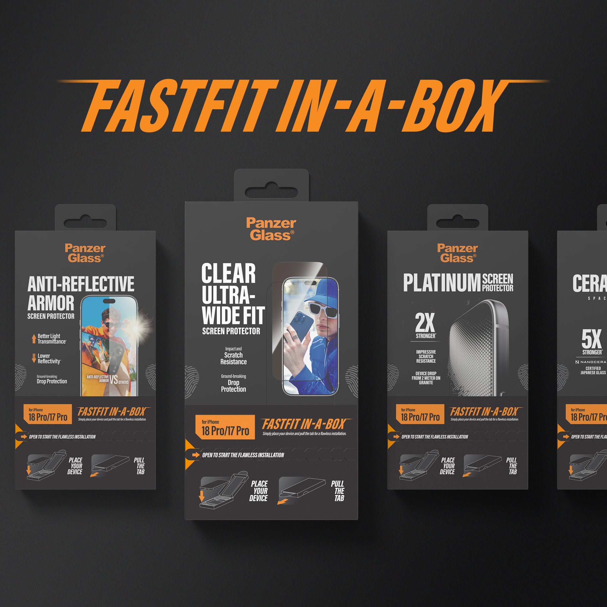 PanzerGlass® 2-Way Privacy Skærmbeskyttelse iPhone 18 Pro | Ultra-Wide Fit m. FASTFIT IN-A-BOX