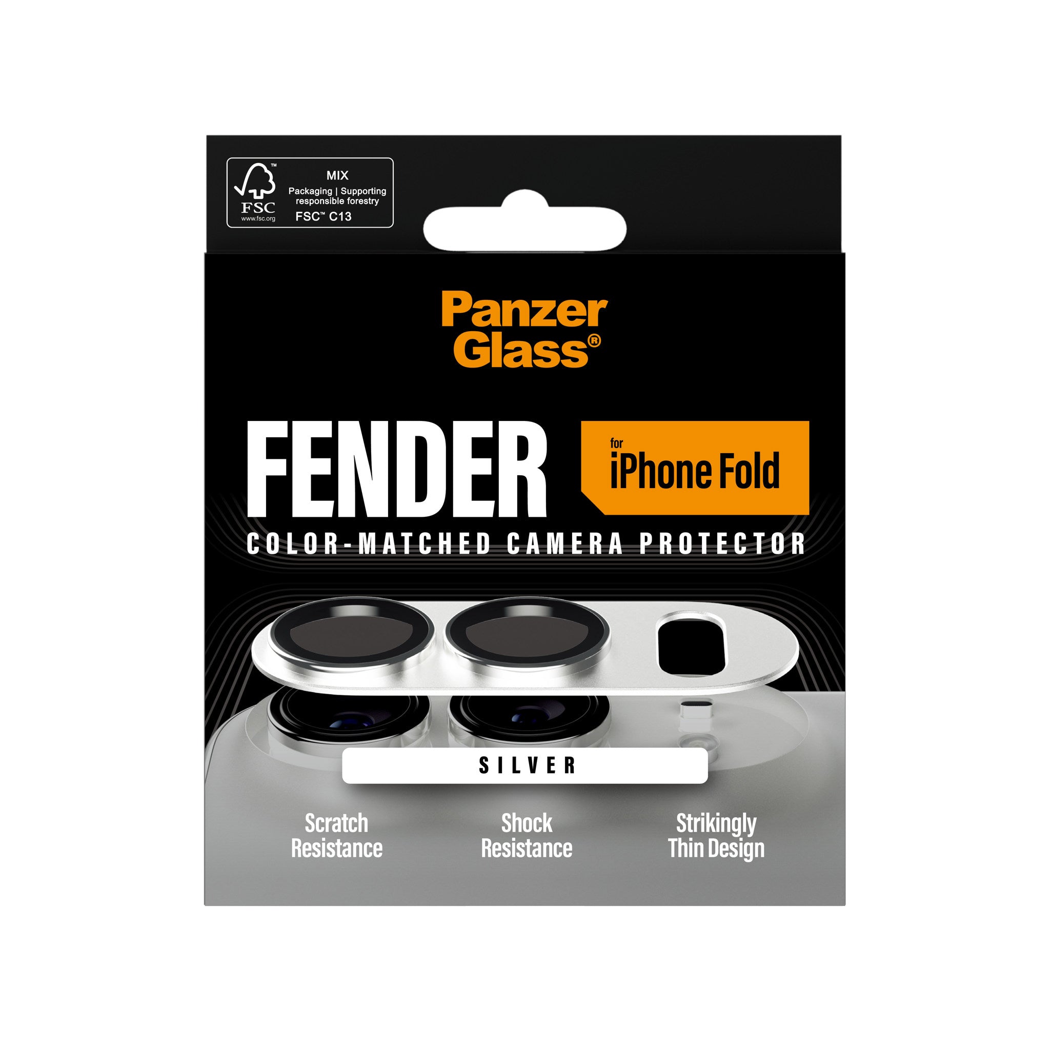 PanzerGlass® Fender Kameralinsebeskytter Sølv iPhone 2026 Fold
