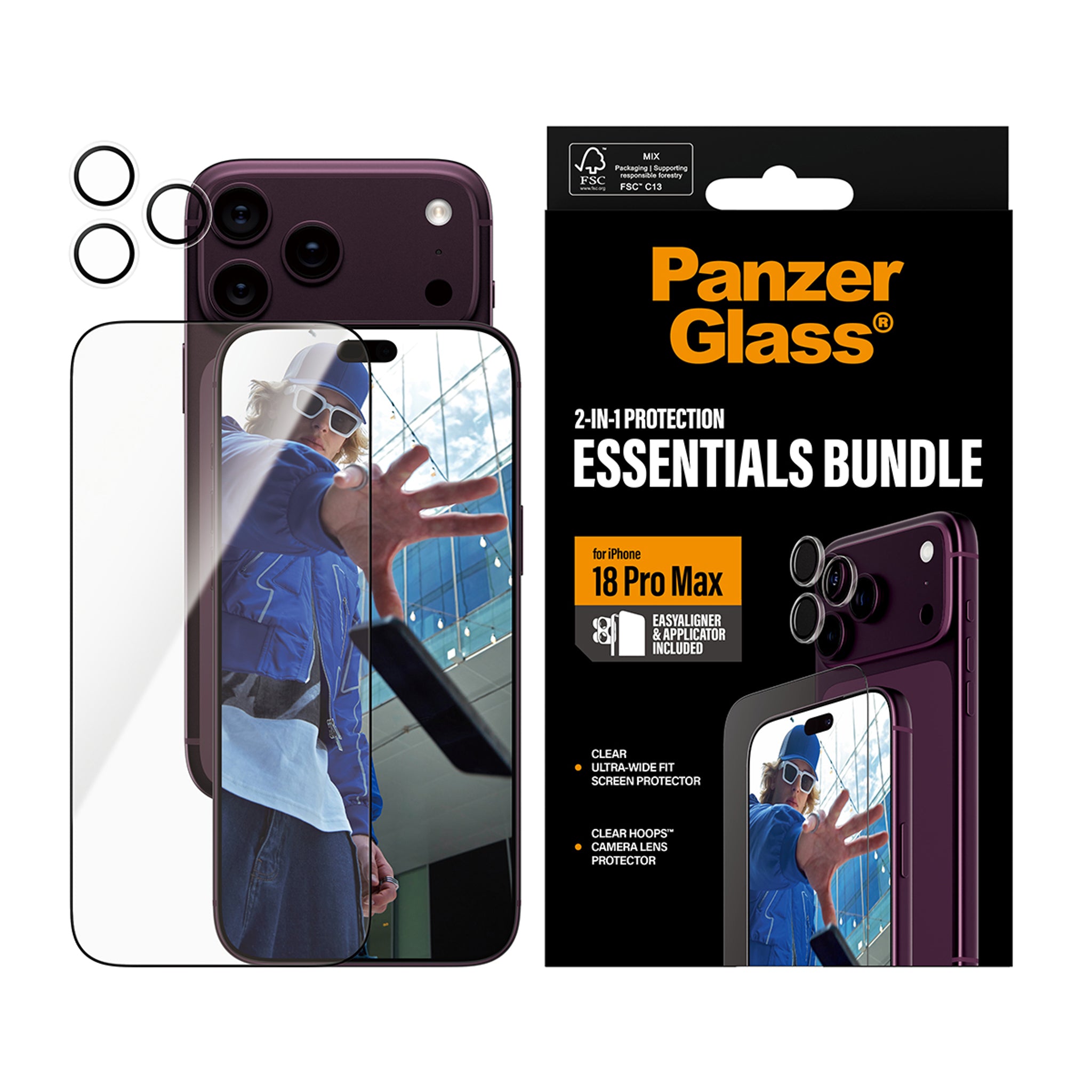 PanzerGlass® 2-in-1 Essentials Pakke iPhone 18 Pro Max
