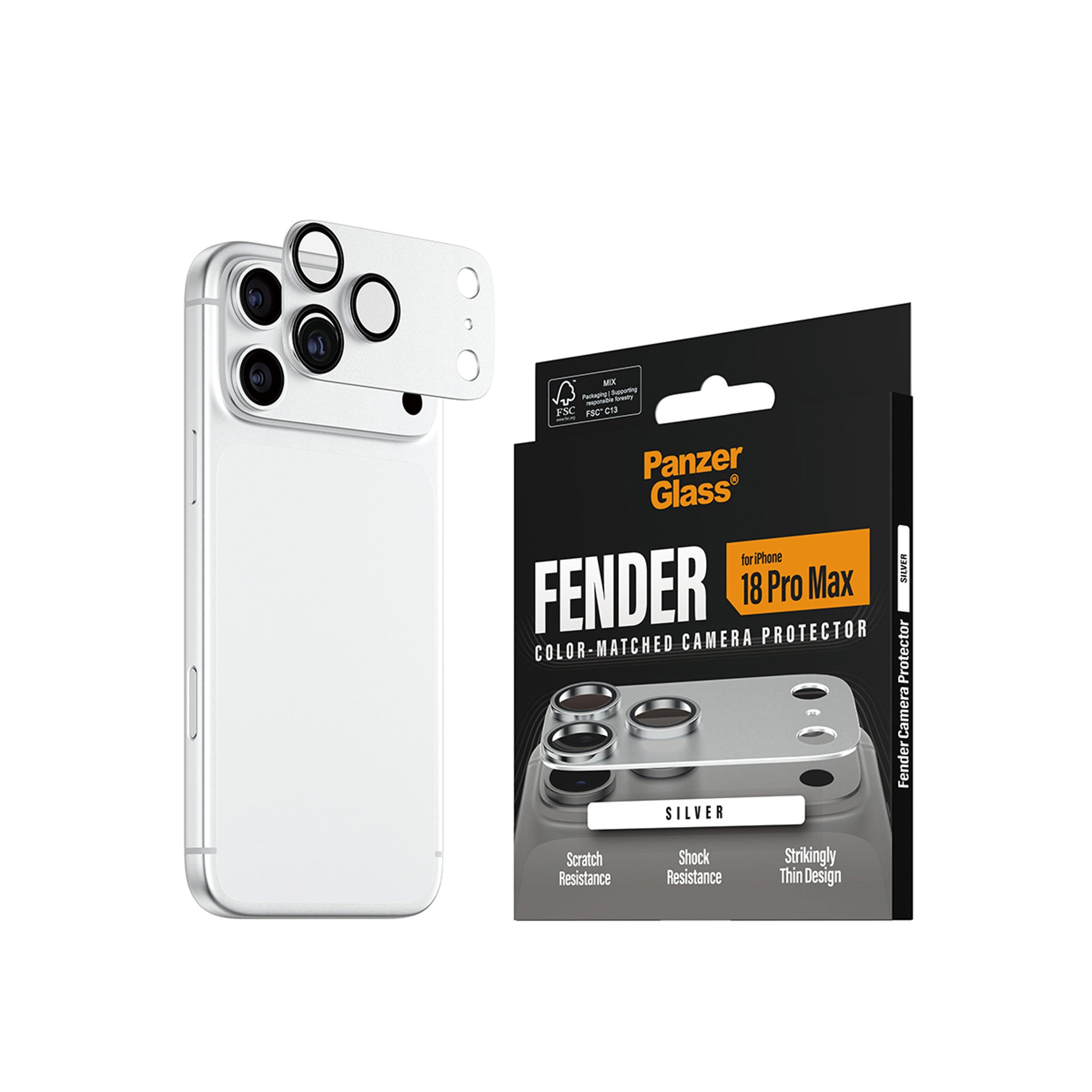 PanzerGlass® Fender Kamerabeskytter Sølv iPhone 18 Pro Max
