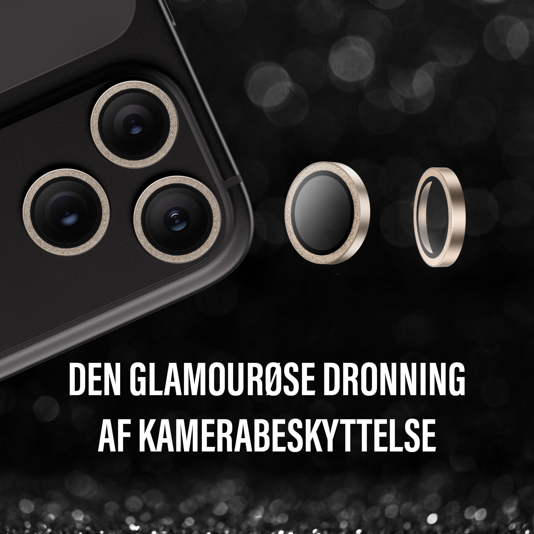 PanzerGlass® Hoops® Kameralinsebeskytter Glitter Guld iPhone 18 Pro | 18 Pro Max