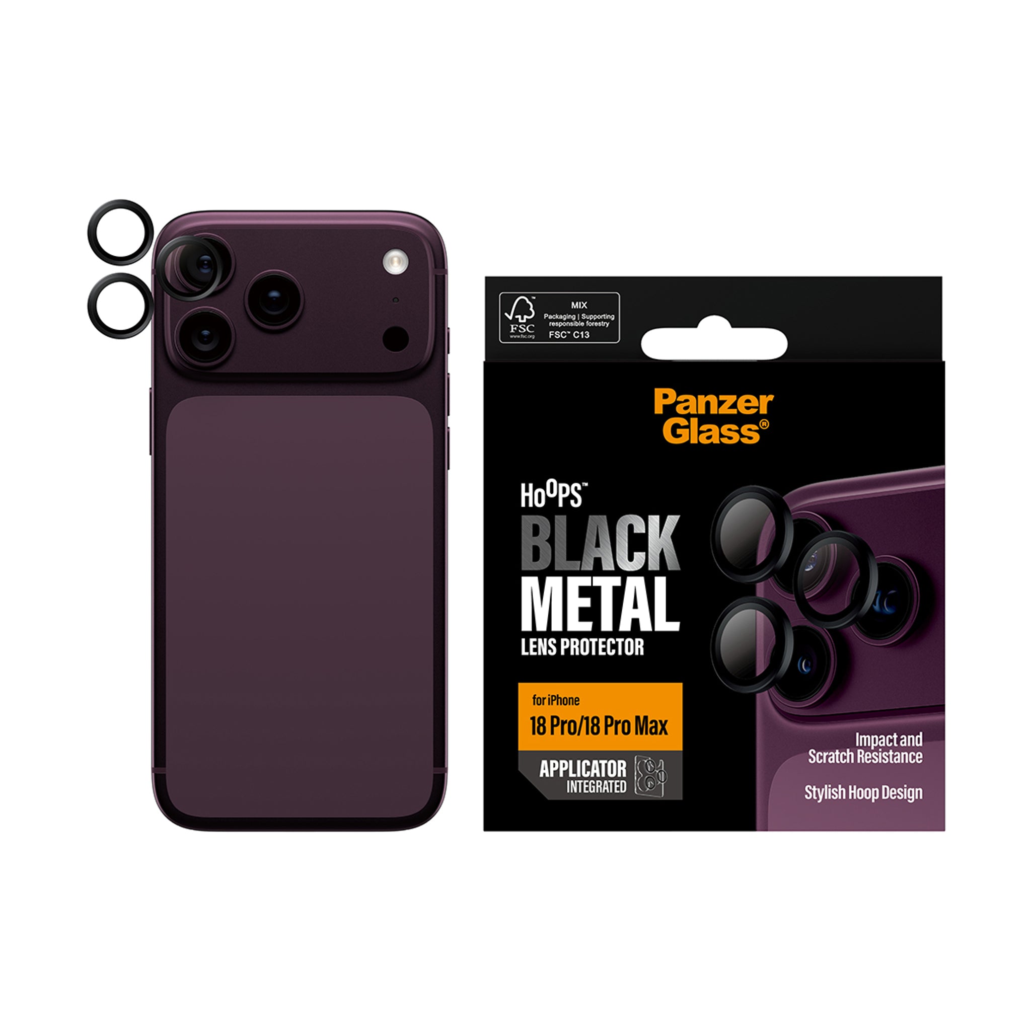 PanzerGlass® Hoops® Kameralinsebeskytter Sort iPhone 18 Pro | 18 Pro Max