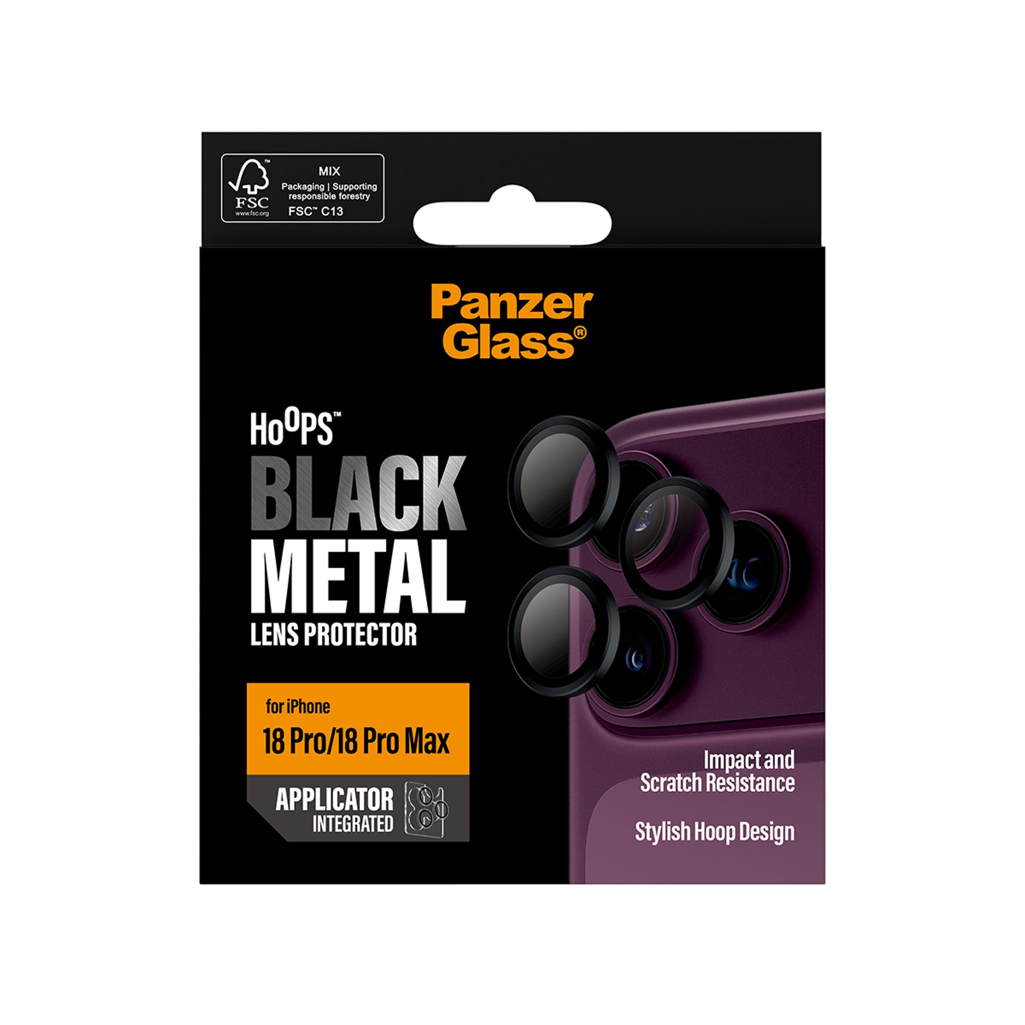 PanzerGlass® Hoops® Kameralinsebeskytter Sort iPhone 18 Pro | 18 Pro Max