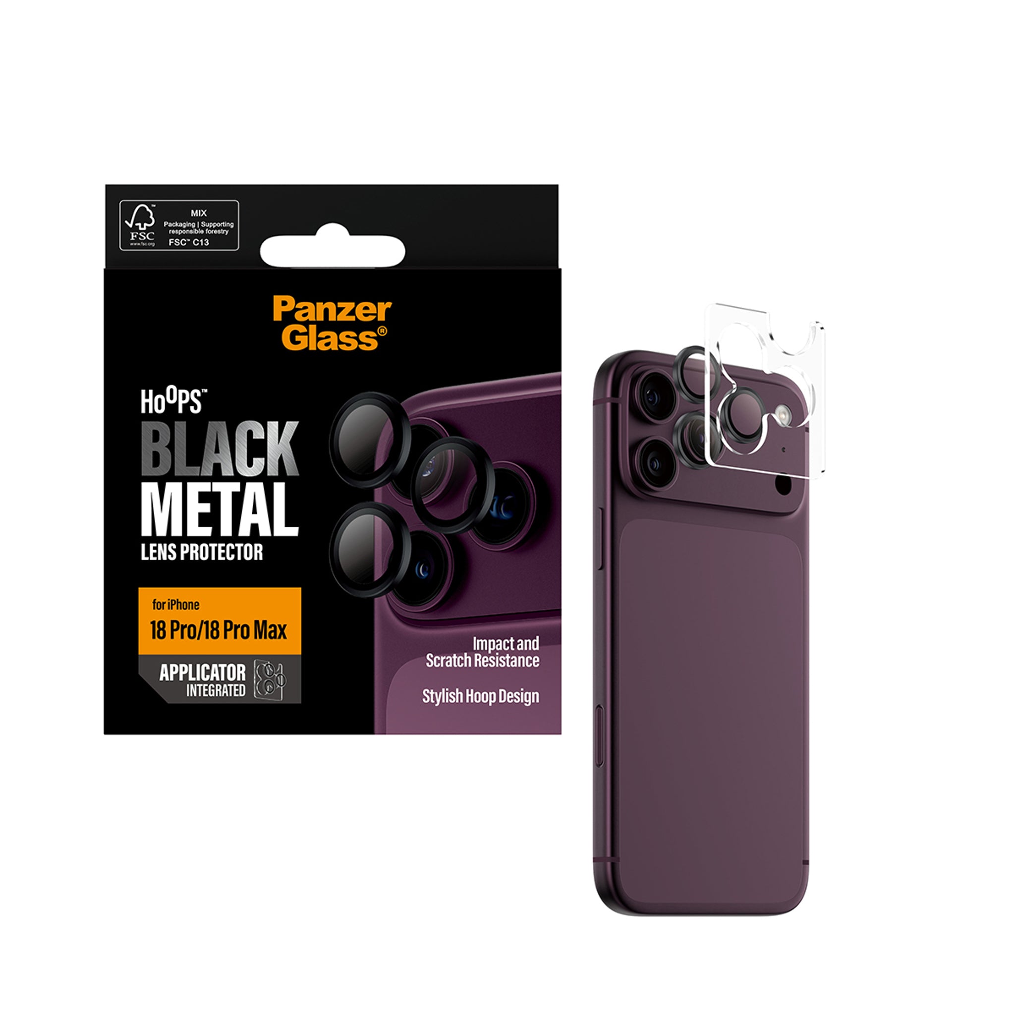 PanzerGlass® Hoops® Kameralinsebeskytter Sort iPhone 18 Pro | 18 Pro Max