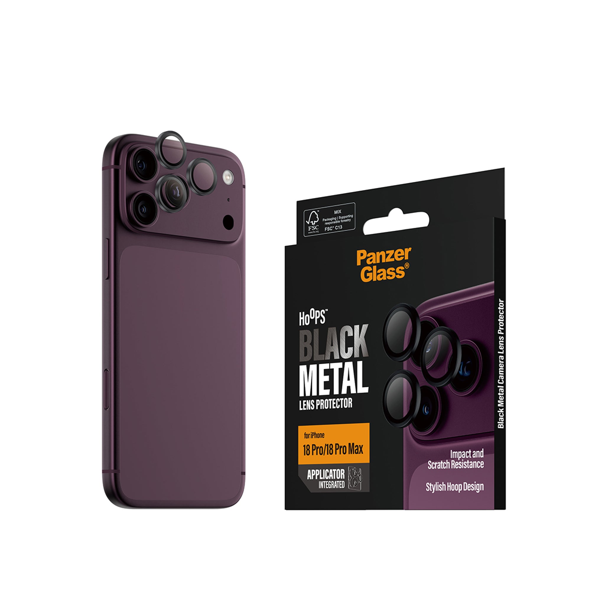 PanzerGlass® Hoops® Kameralinsebeskytter Sort iPhone 18 Pro | 18 Pro Max