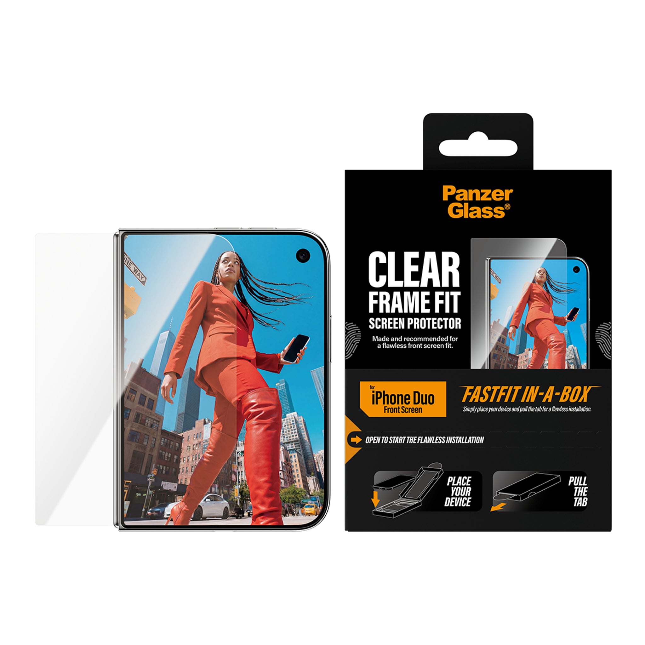 PanzerGlass® Frontskærm Skærmbeskyttelse iPhone Duo | FRAME FIT m. FASTFIT IN-A-BOX