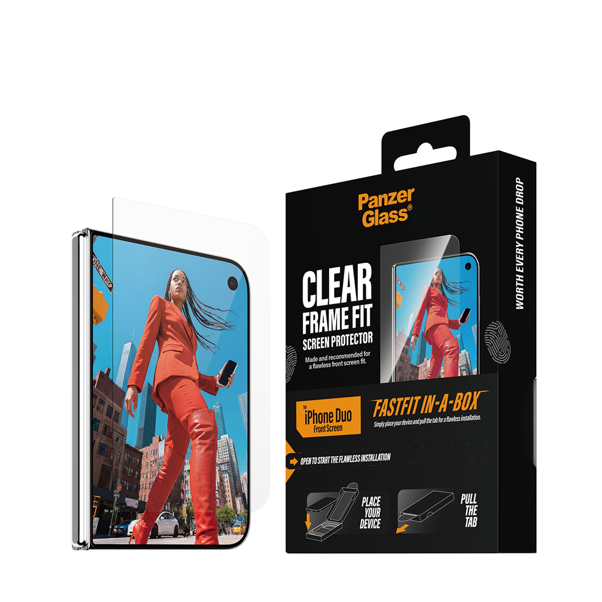 PanzerGlass® Frontskærm Skærmbeskyttelse iPhone Duo | FRAME FIT m. FASTFIT IN-A-BOX