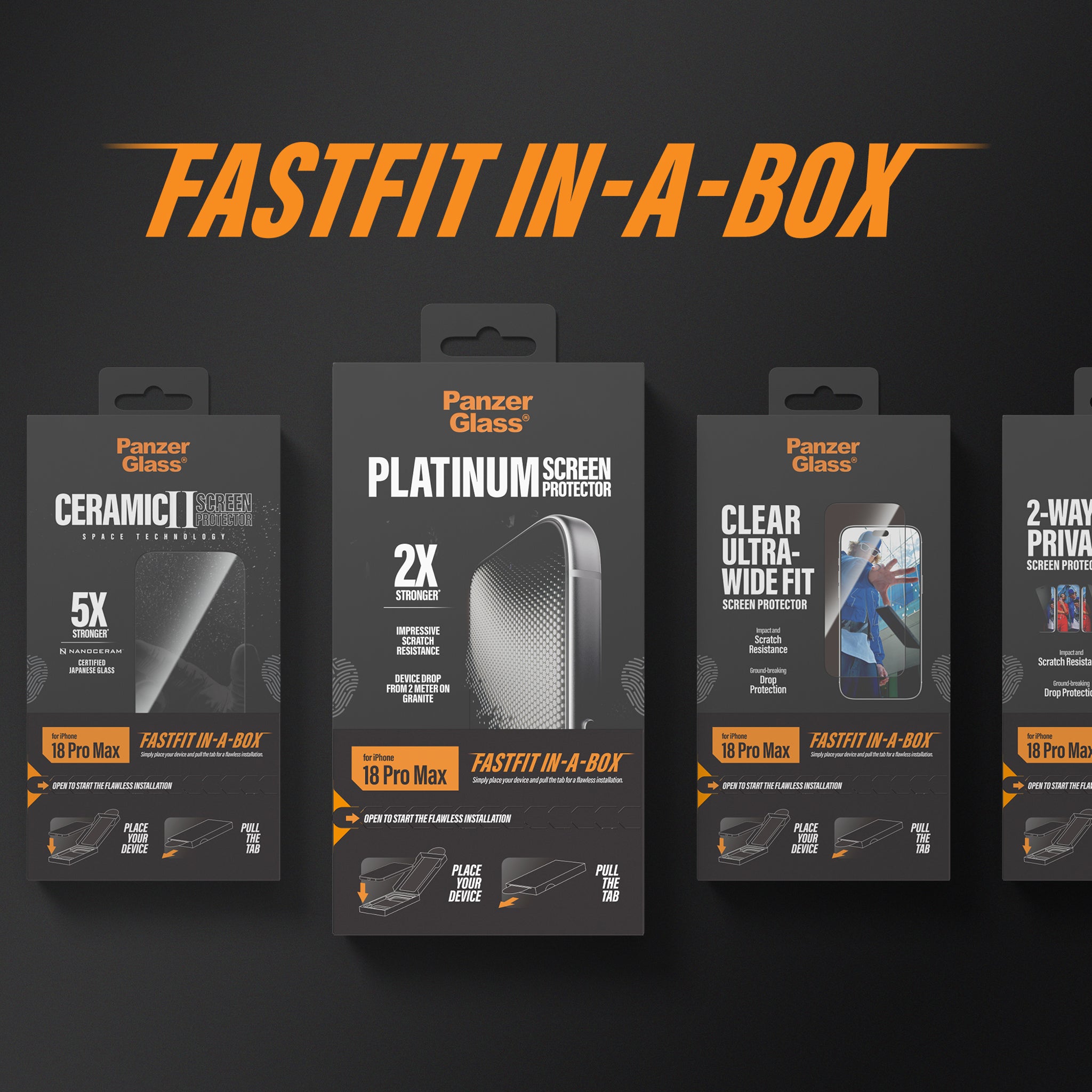 PanzerGlass® Anti-reflective Armor Skærmbeskyttelse iPhone 18 Pro Max m. FASTFIT IN-A-BOX