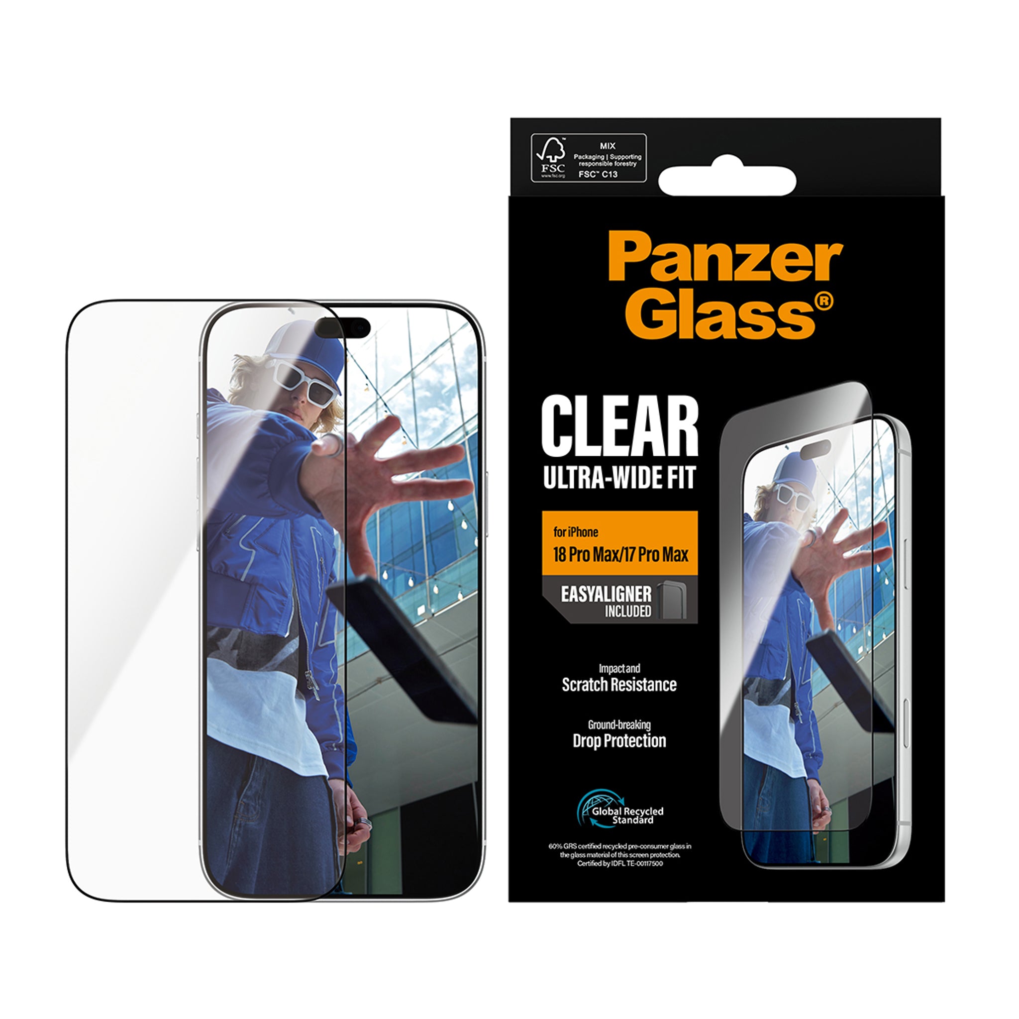 PanzerGlass® Skærmbeskyttelse iPhone 18 Pro Max | 17 Pro Max | Ultra-Wide Fit m. EasyAligner